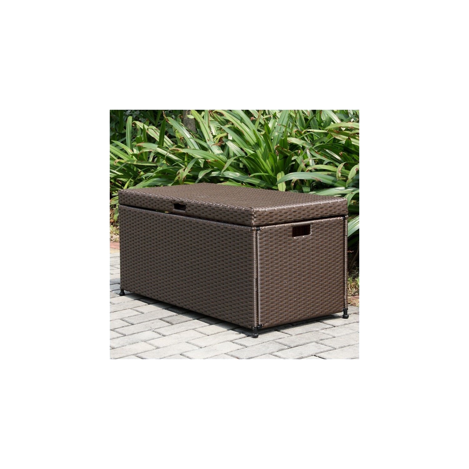 Jeco Wicker Patio Storage Deck Box in Espresso