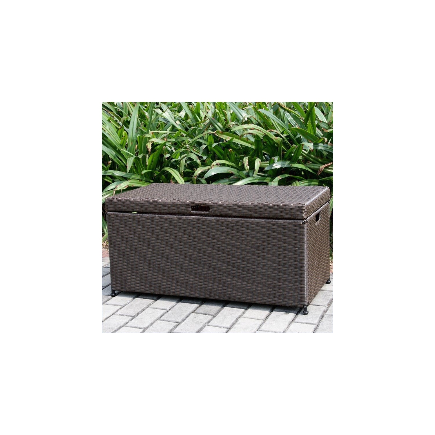 Jeco Wicker Patio Storage Deck Box in Espresso
