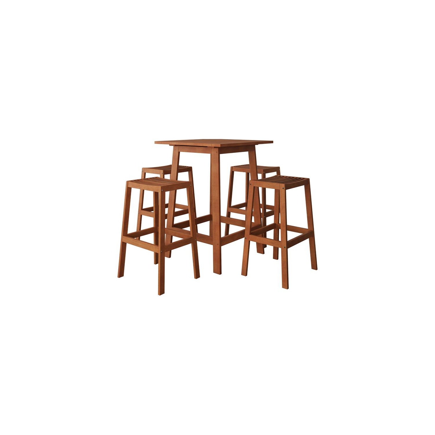 Ensemble de pub extérieur en bois dur naturel Miramar de CorLiving - 5 pièces