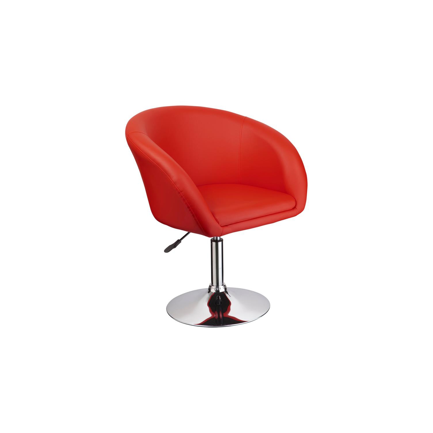 Best Master Furniture Faux Leather Swivel Coffee Chair in Red/Chrome Legs