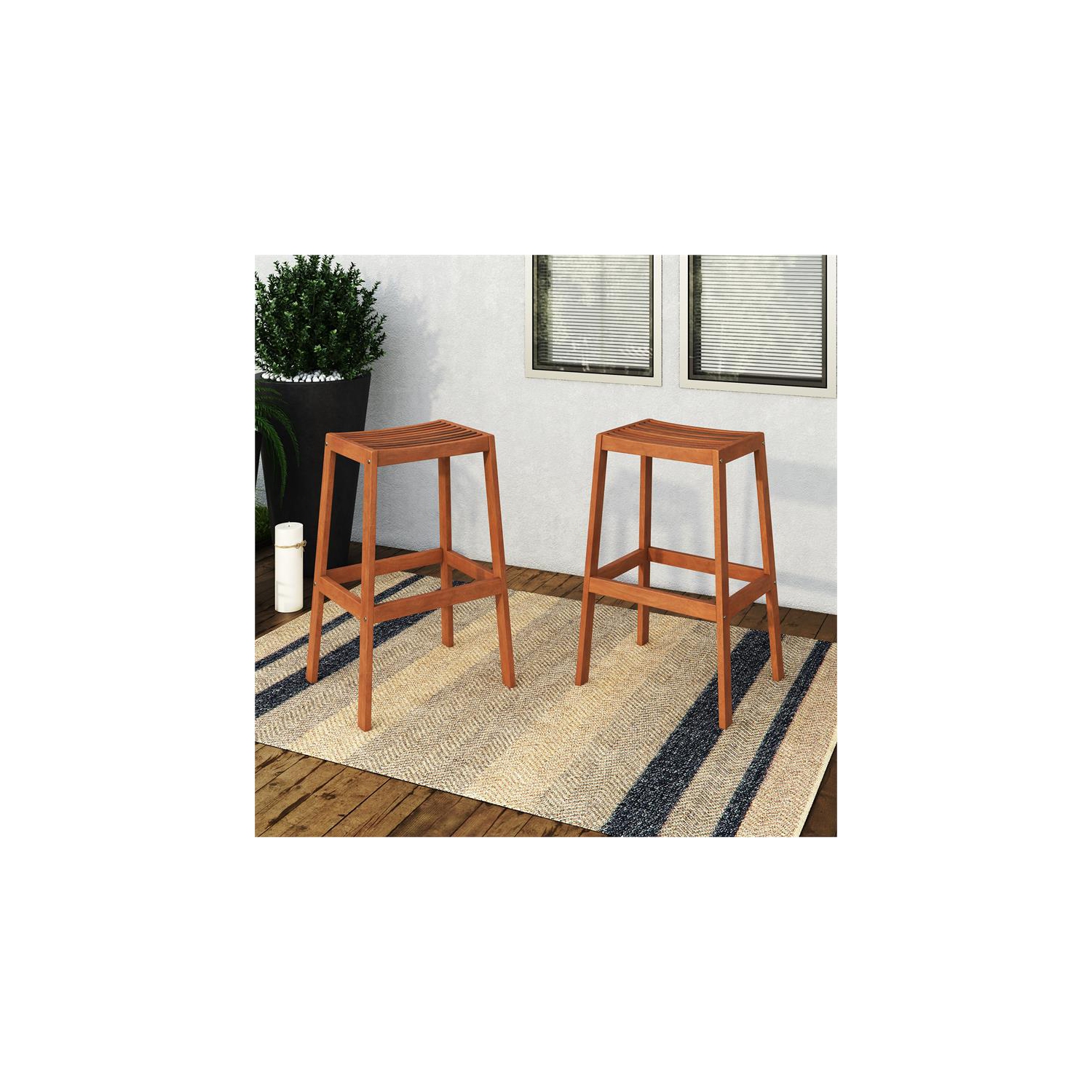 CorLiving Miramar Natural Hard Wood Outdoor Bar Stool