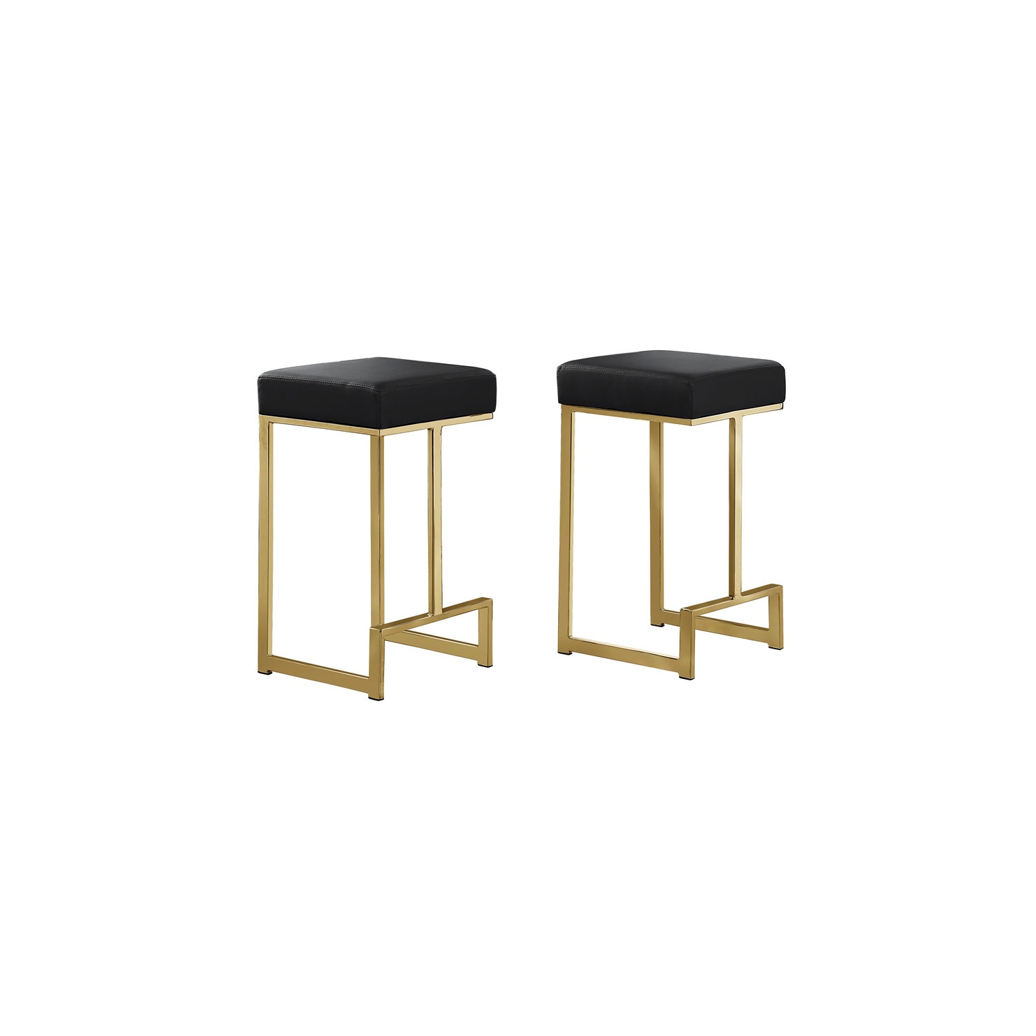 Dorrington Modern Faux Leather Backless Bar Stool in Black/Gold