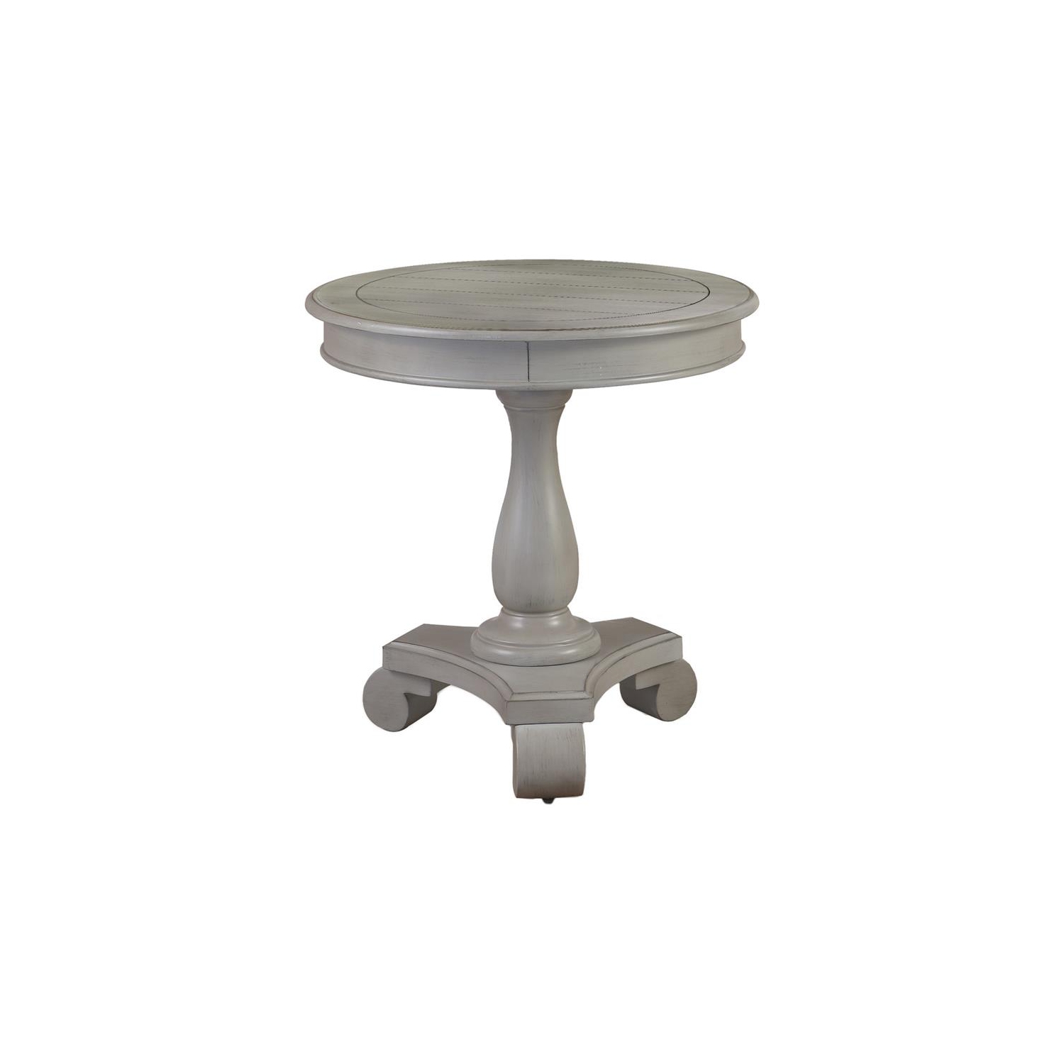 Best Master Furniture Engineered Wood Round End Table in Antique Gray