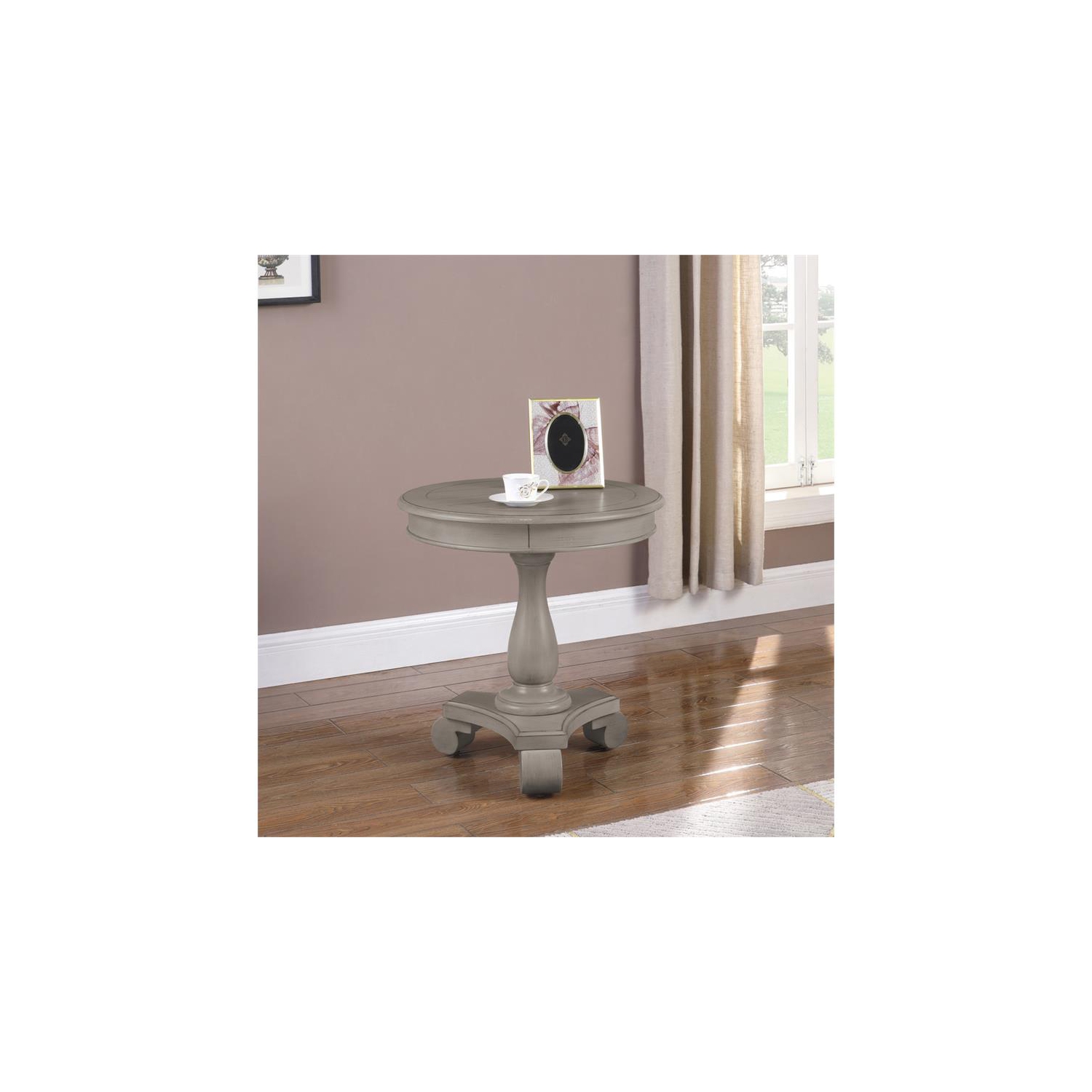 Best Master Furniture Engineered Wood Round End Table in Antique Gray