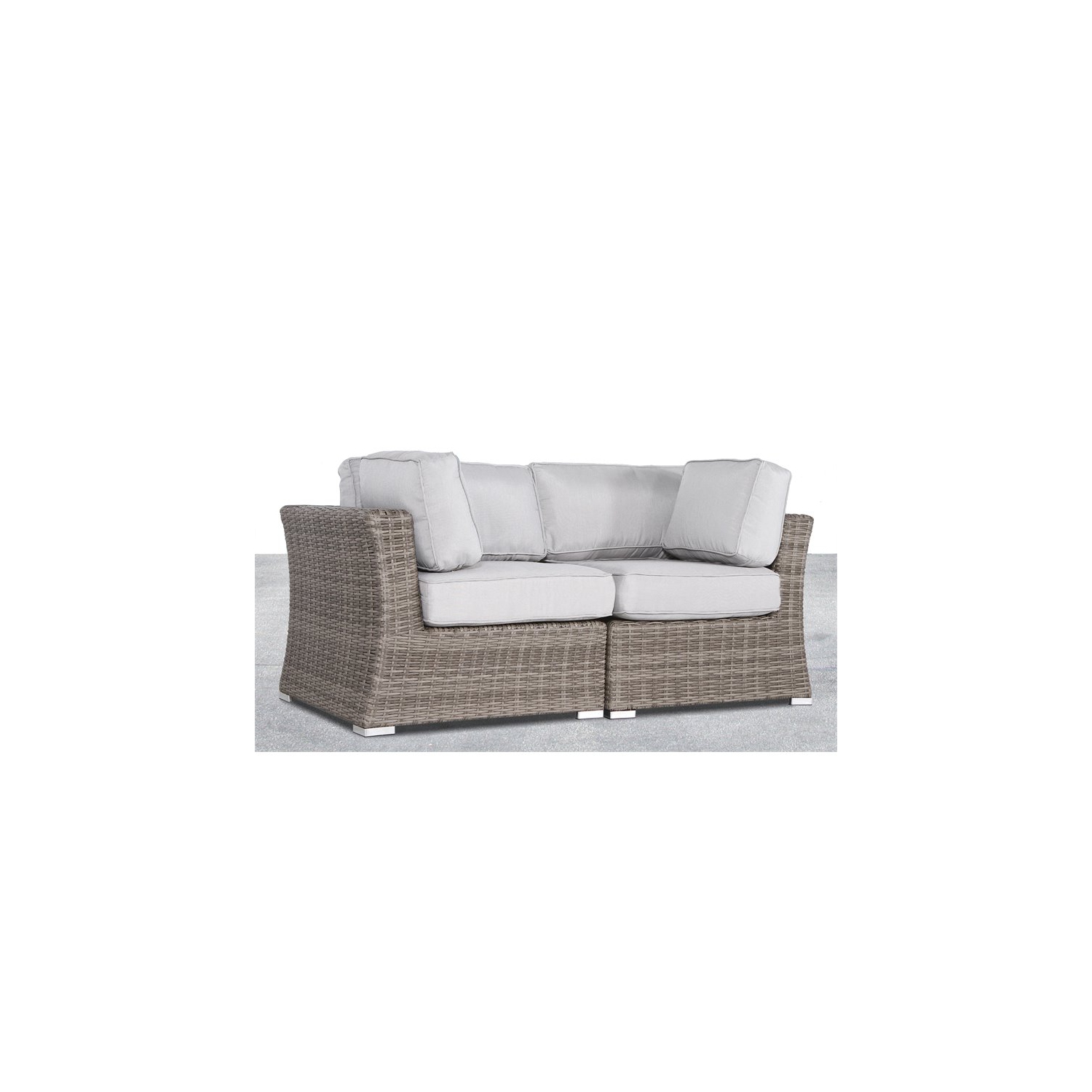 Living Source International Outdoor Wicker Loveseat with Cushion in Gray