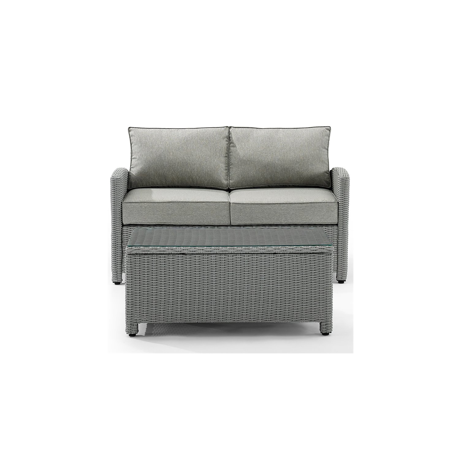 Crosley Bradenton 2 Piece Wicker Patio Sofa Set in Gray