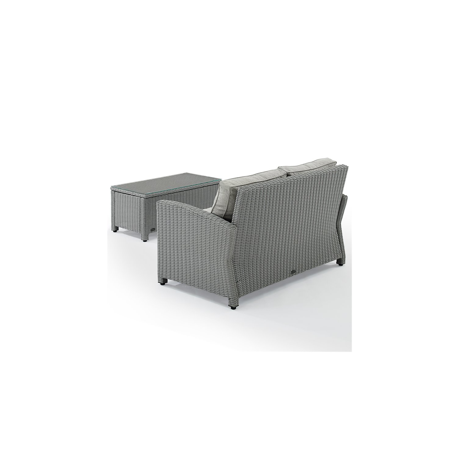 Crosley Bradenton 2 Piece Wicker Patio Sofa Set in Gray