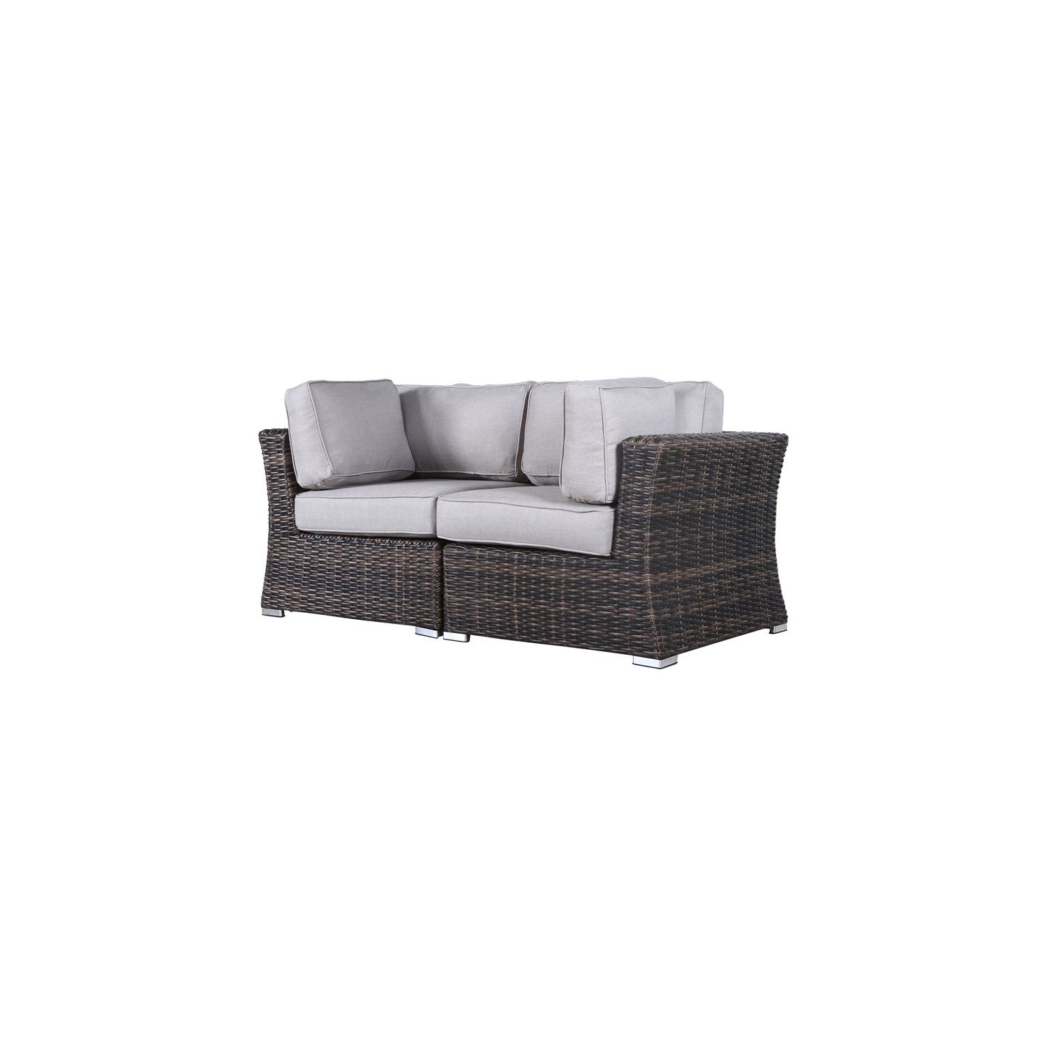 Living Source International Outdoor Wicker Loveseat w/ Cushions in Espresso/Gray