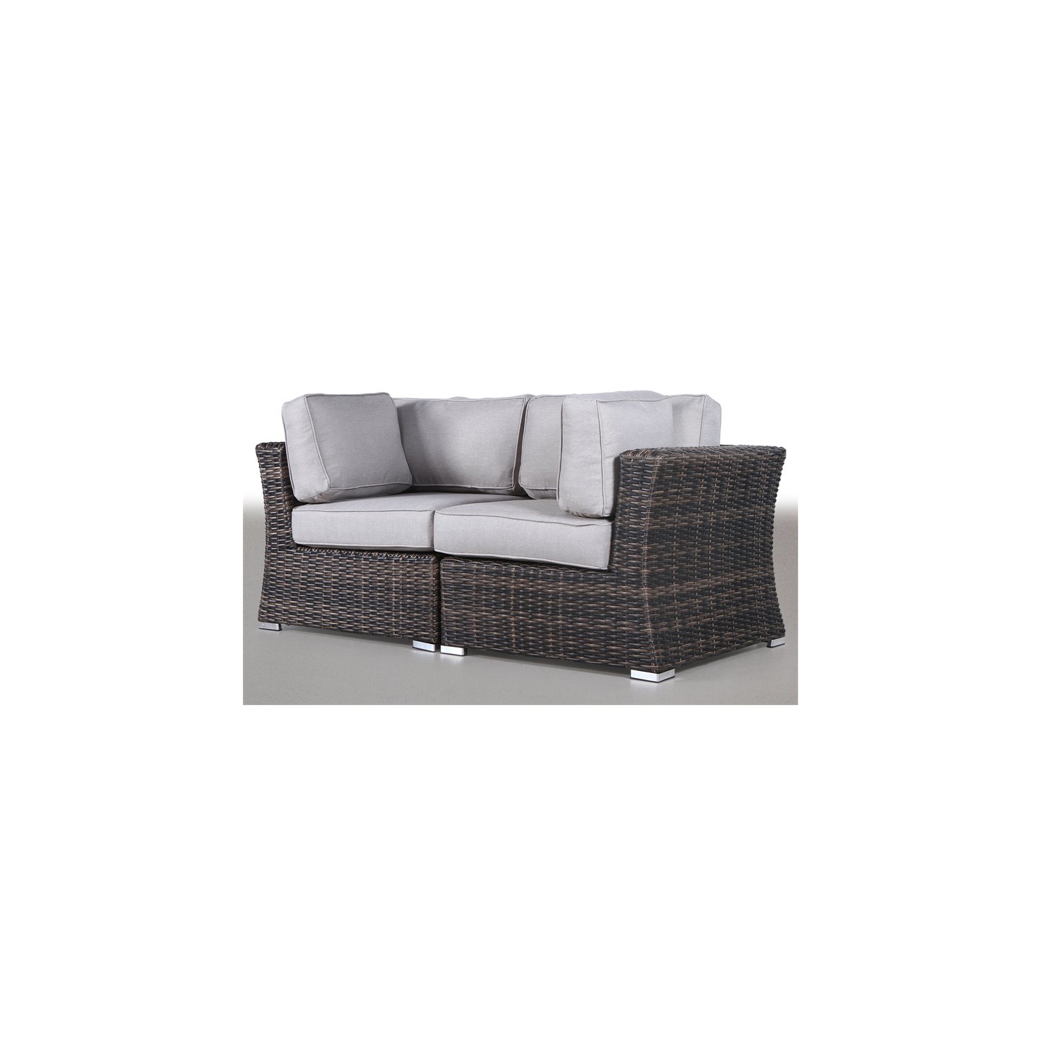 Living Source International Outdoor Wicker Loveseat w/ Cushions in Espresso/Gray