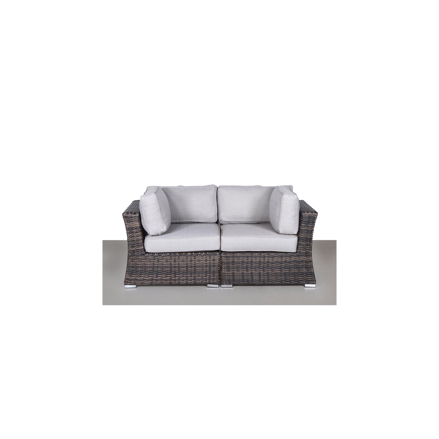 Living Source International Outdoor Wicker Loveseat w/ Cushions in Espresso/Gray