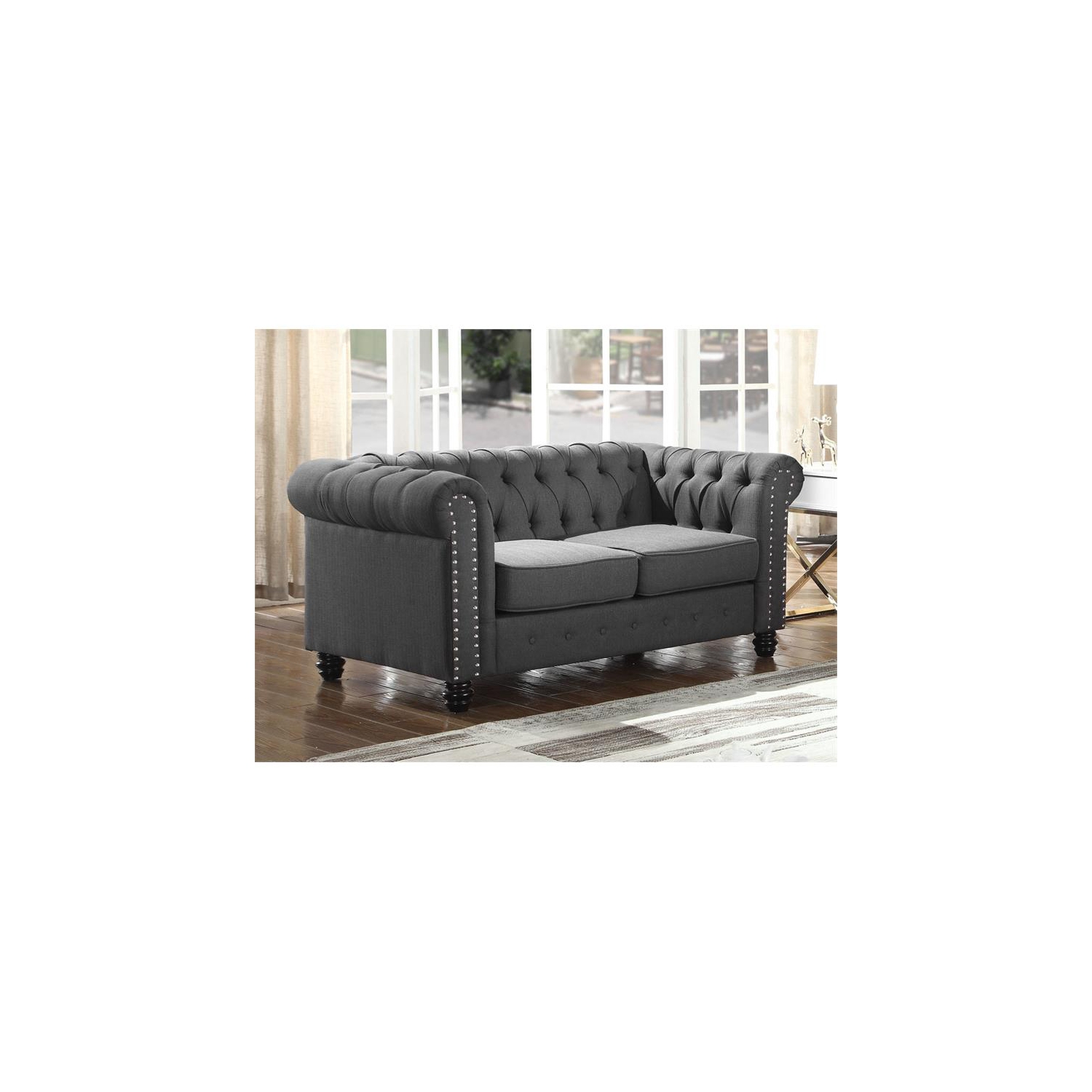 Causeuse de salon rembourrée en tissu Venice de Best Master au charbon Klein