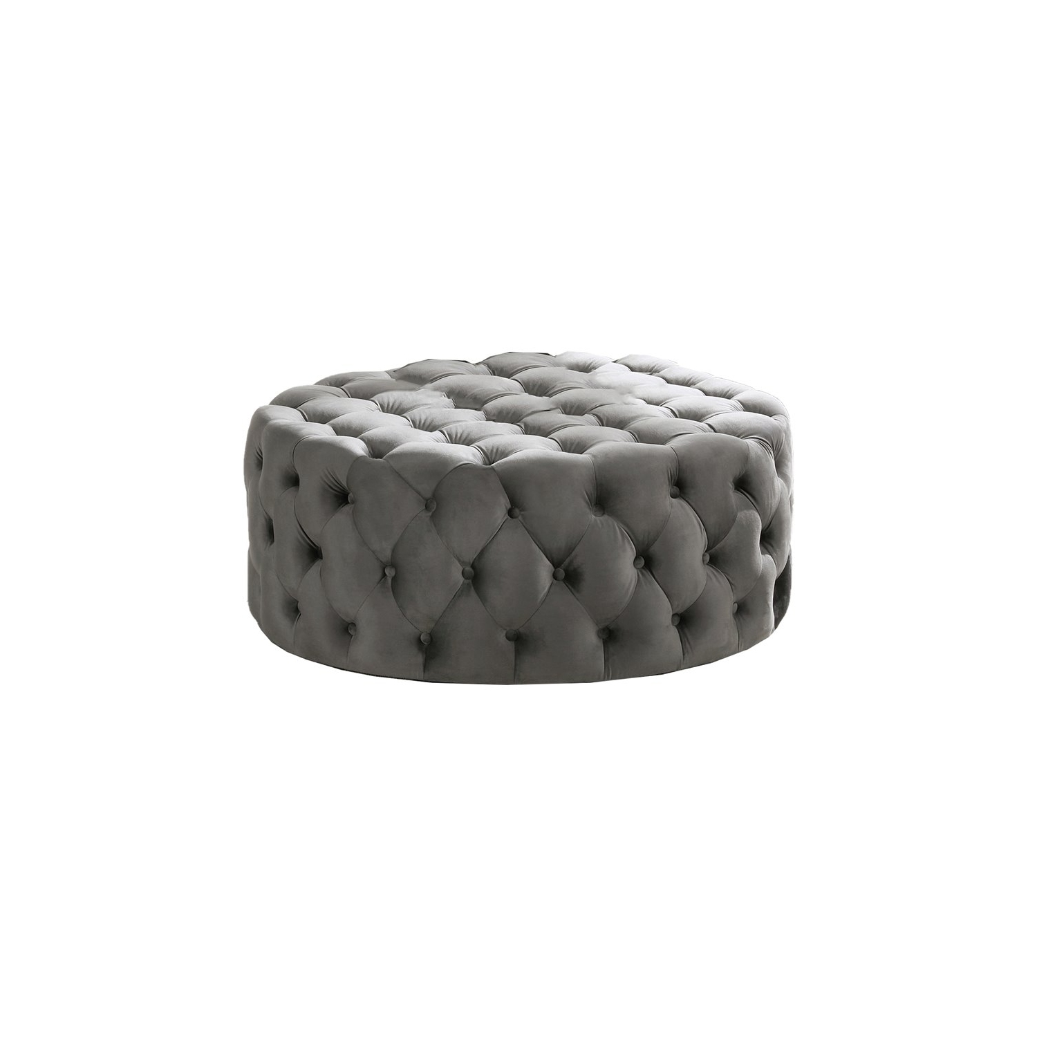 Best Master Furniture Anderson 40" Round Velvet Fabric Ottoman in Gray