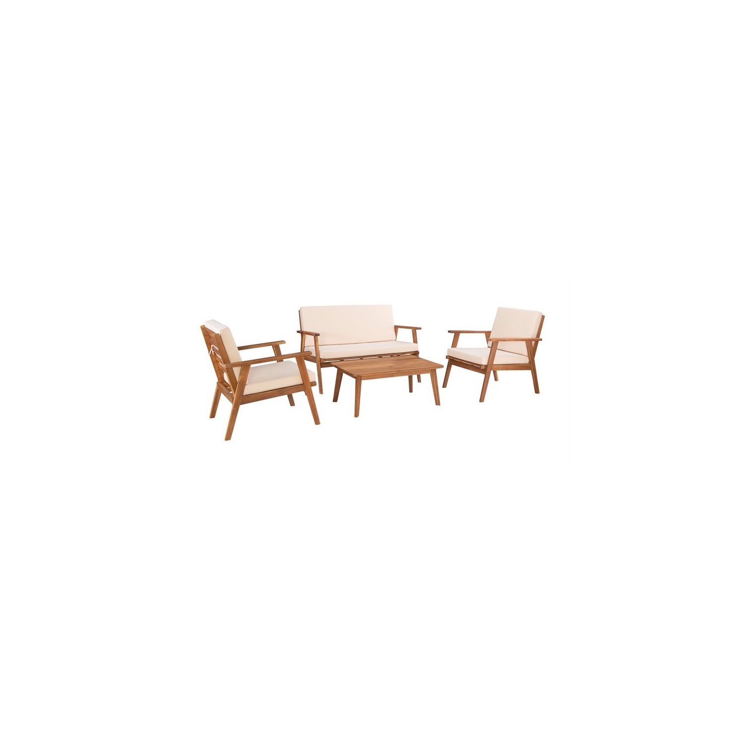 Riverbay Furniture Transitional Acacia Wood Outdoor Chat Set in Natural