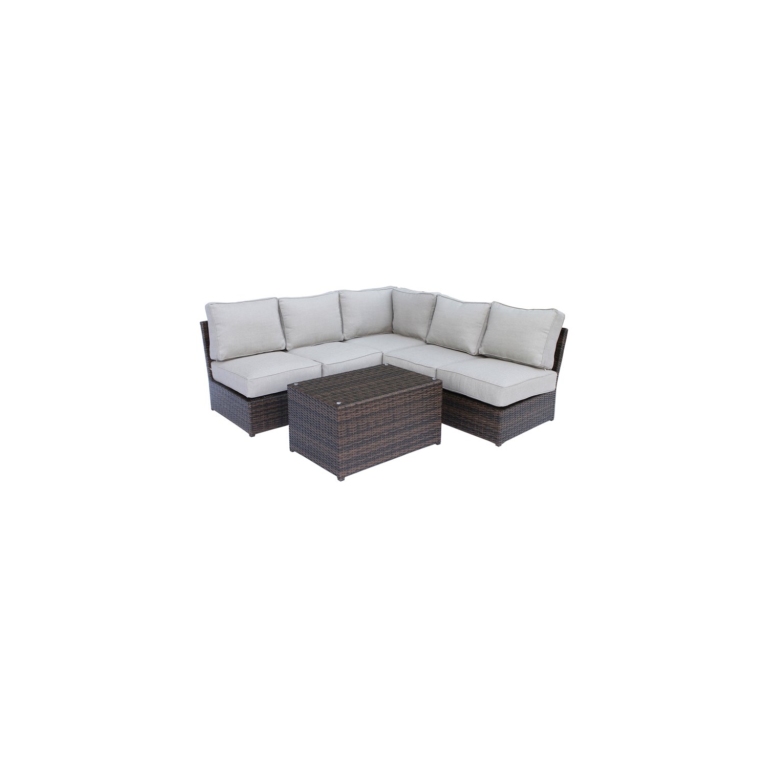 Living Source International 6-Piece Sectional Set w/ Cushion in Brown