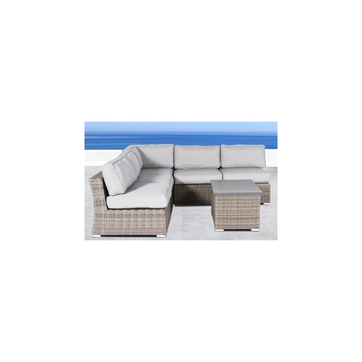 Living Source International 6-Piece Outdoor Seating Set with Cushions in Gray