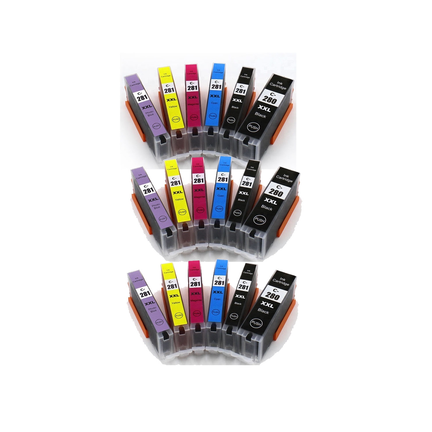 Max Saving - 18 Ink Replacement PGI280XXL,CLI281XXL Ink Cartridge (Extra High Yield) for Canon PGI-280XXL CLI-281XXL printer (3K,3PBK,3C,3M,3Y,3Photo