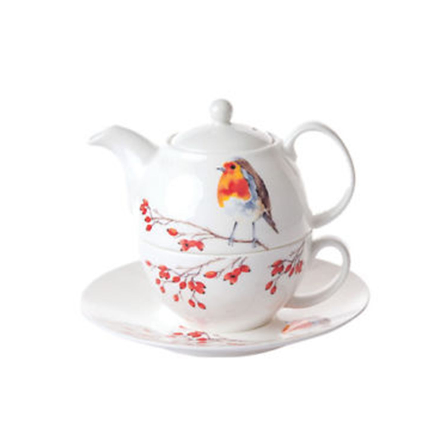 Théière avec tasse à thé et soucoupe - Robin