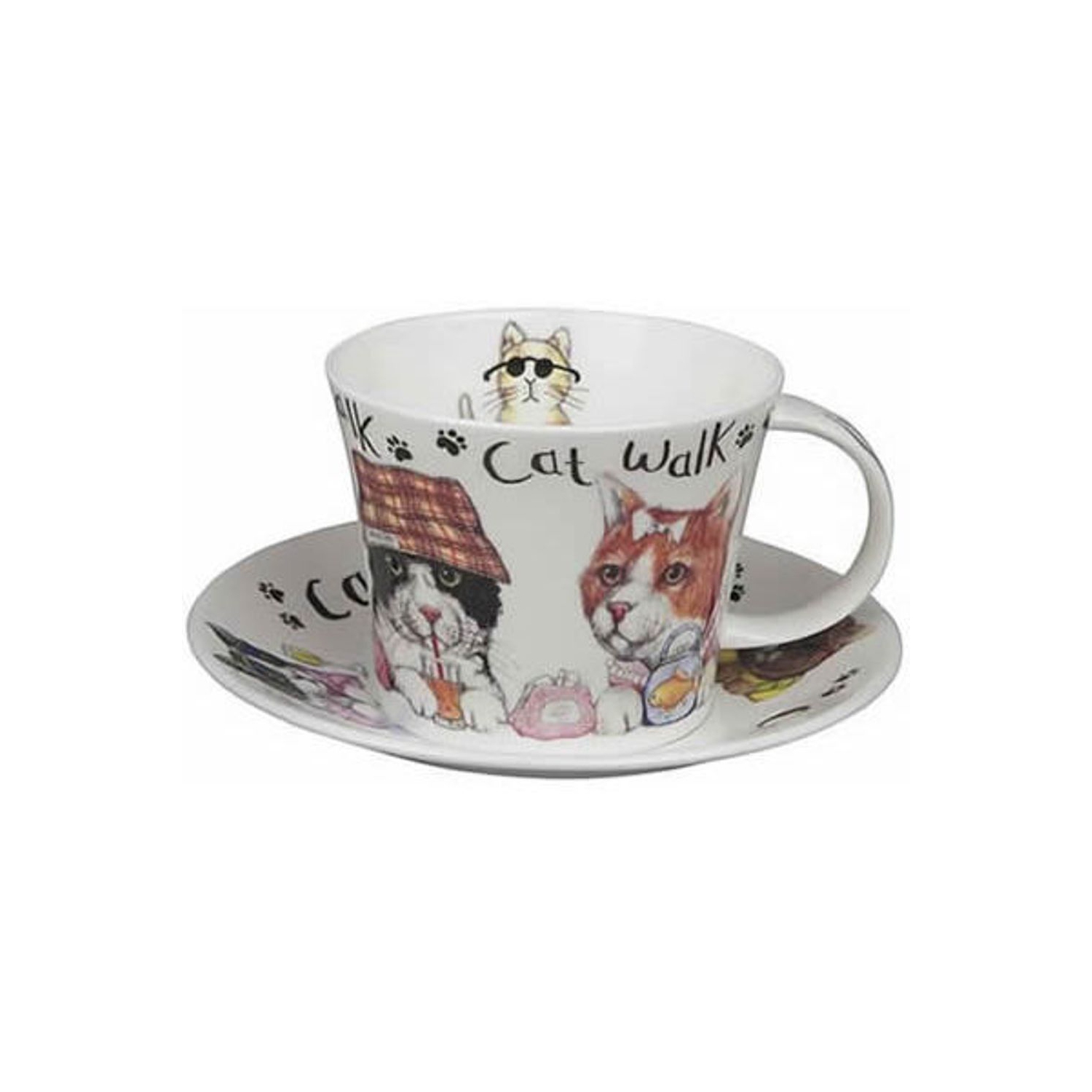 Animal Fashion Cat Breakfast Cup & Saucer Set of 2