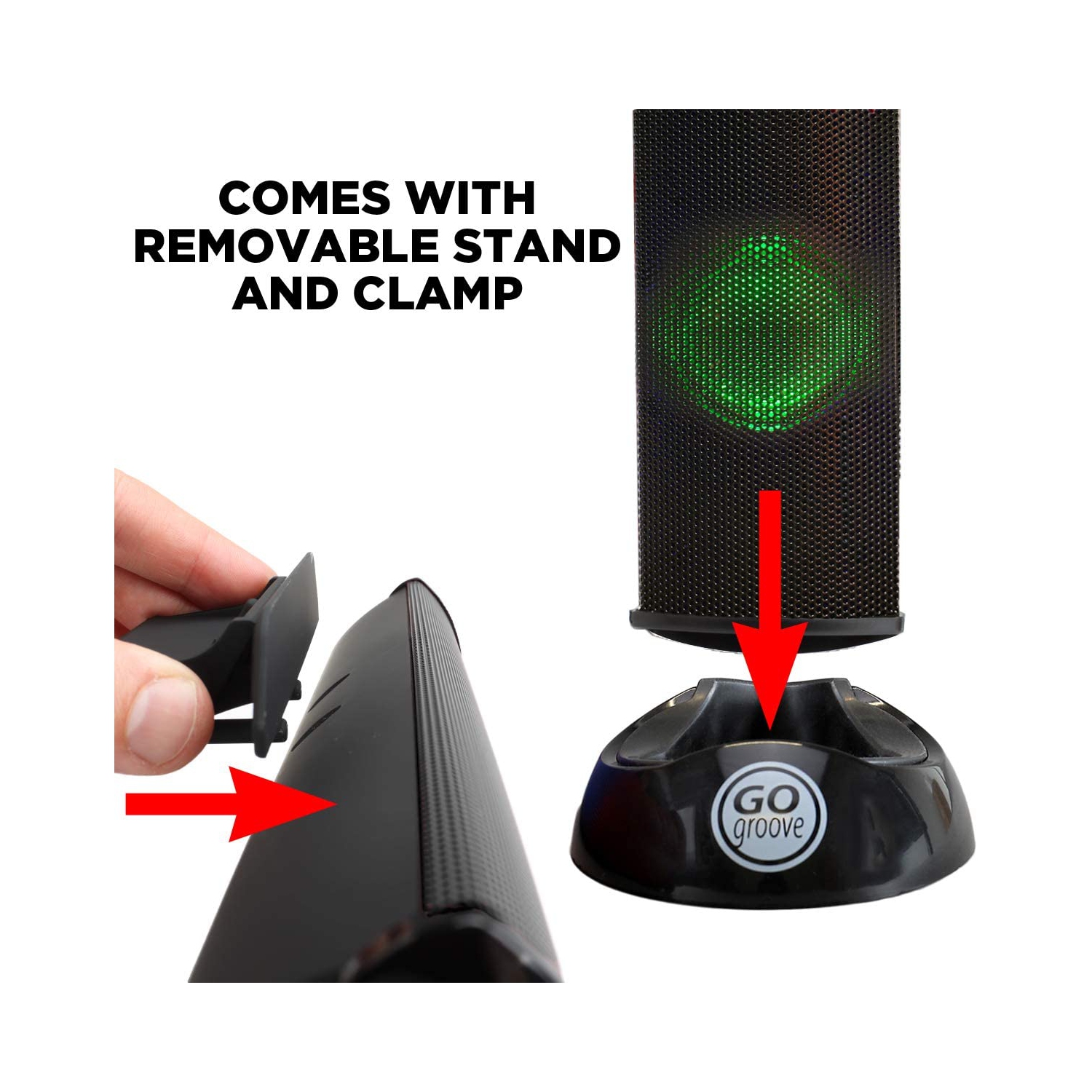 GOgroove SonaVERSE LED Speaker for Laptop Computer - USB Powered Clip-On Sound Bar with Mini Portable External Speaker Design for Monitor, Back