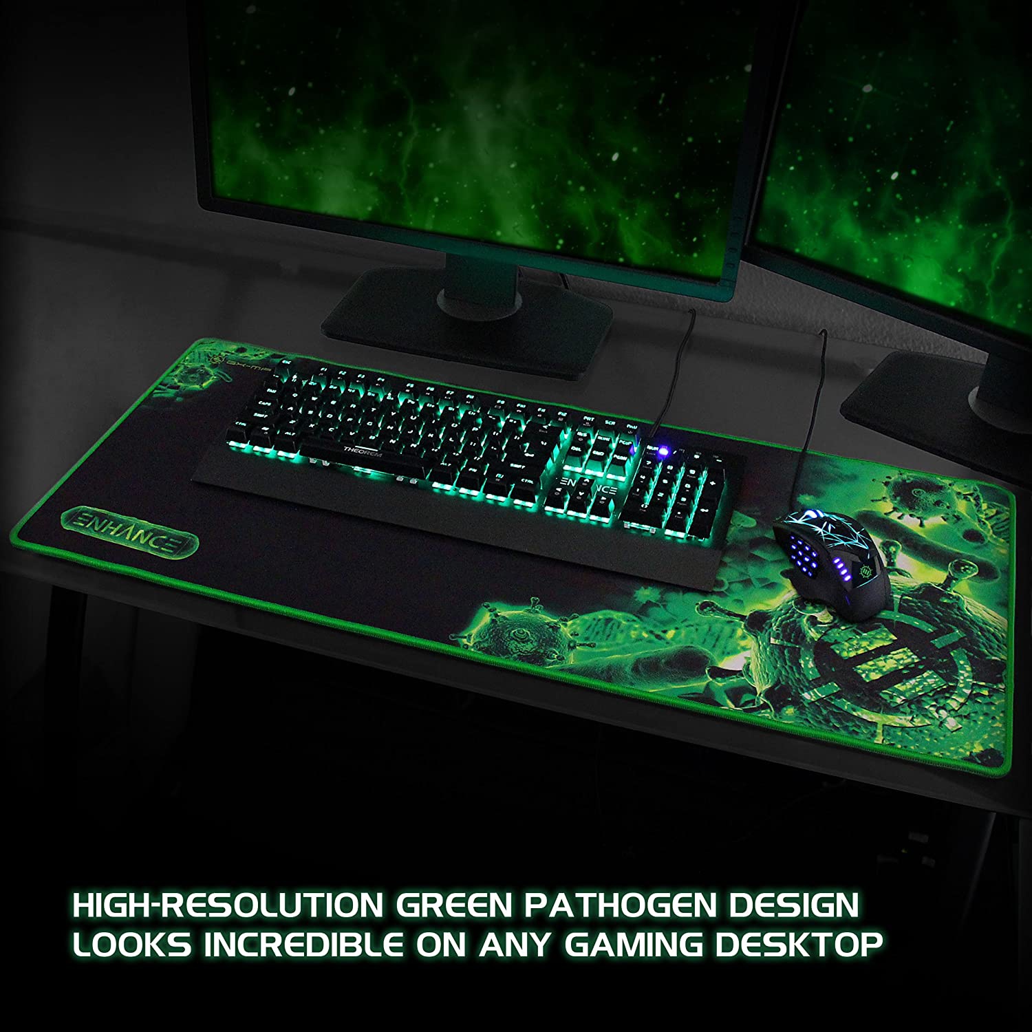 ENHANCE Extended Large Gaming Mouse Pad - XL Mouse Mat Anti-Fray Stitching for Professional Esports with Low-Friction Tracking Surface and Non-Slip