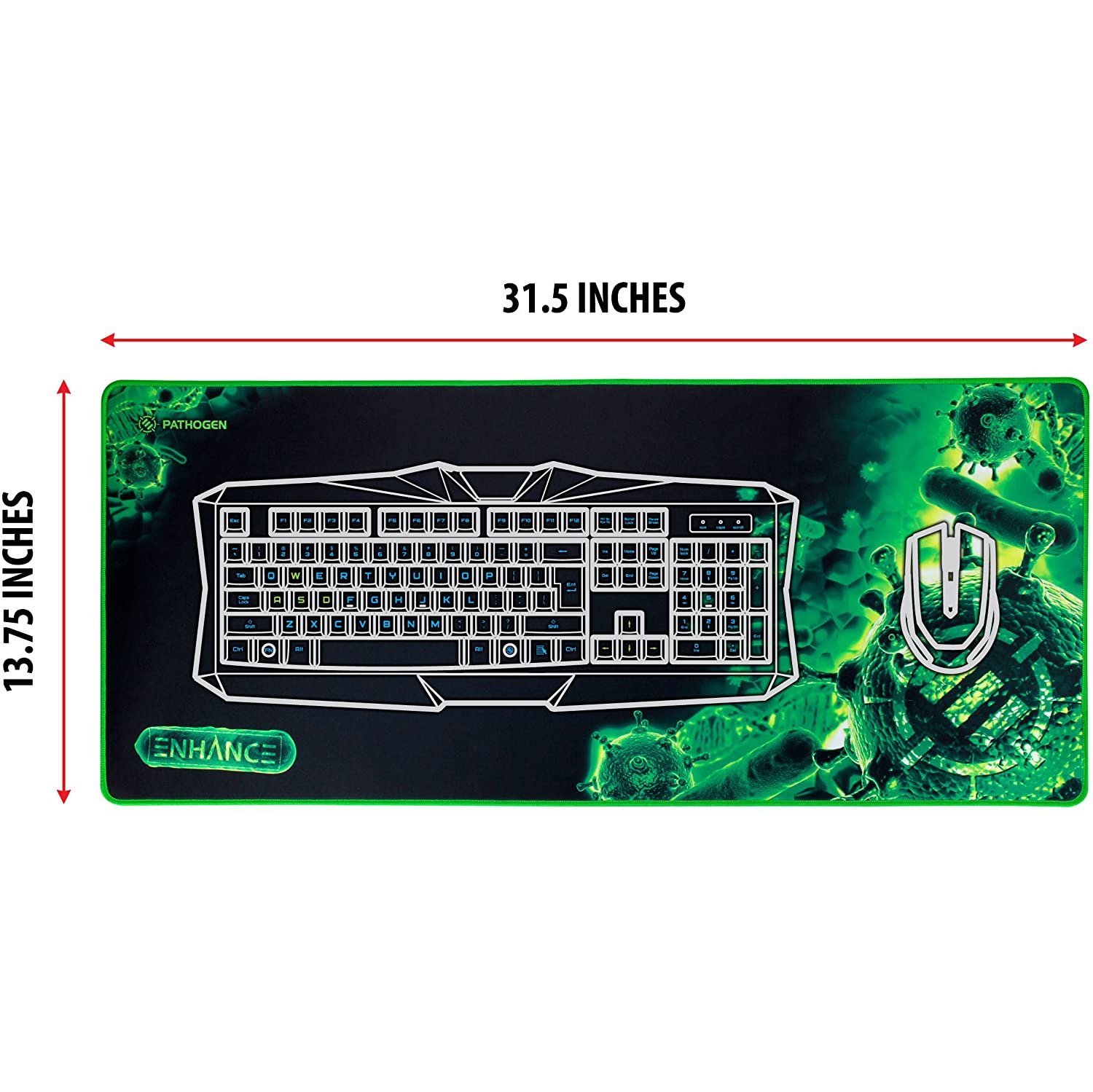 ENHANCE Extended Large Gaming Mouse Pad - XL Mouse Mat Anti-Fray Stitching for Professional Esports with Low-Friction Tracking Surface and Non-Slip