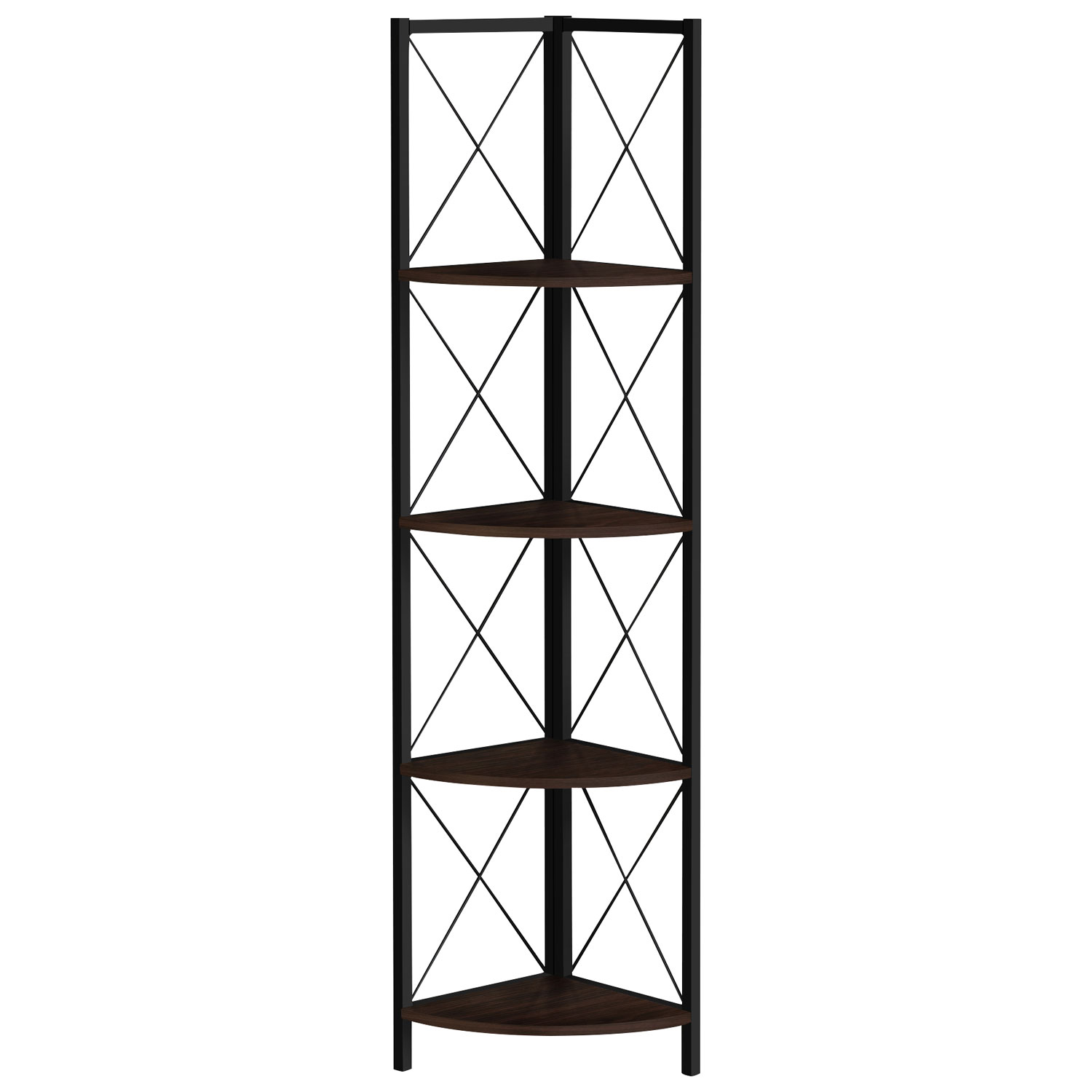 Monarch Specialties 60" 4-Shelf Metal Corner Bookcase - Espresso