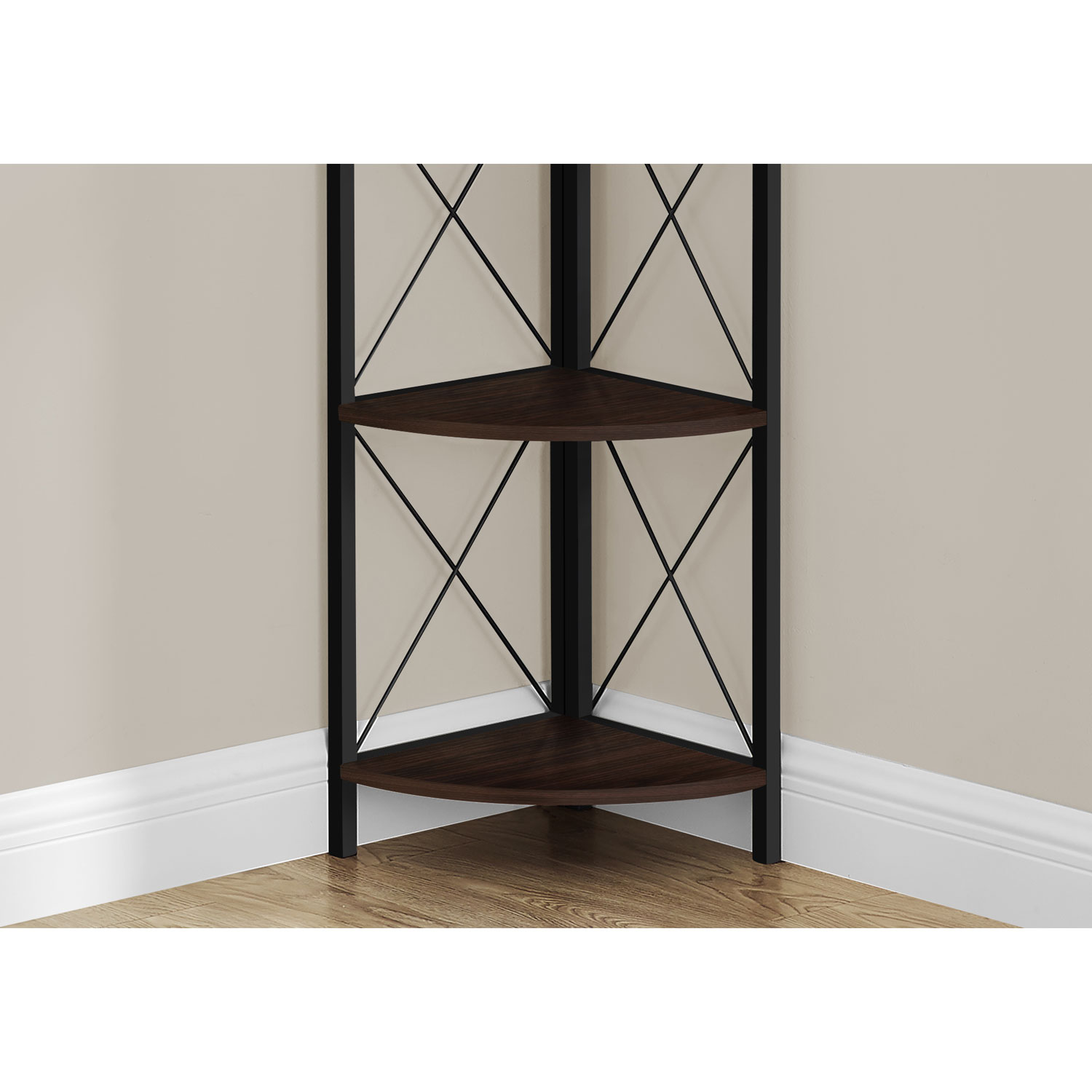 Monarch Specialties 60" 4-Shelf Metal Corner Bookcase - Espresso