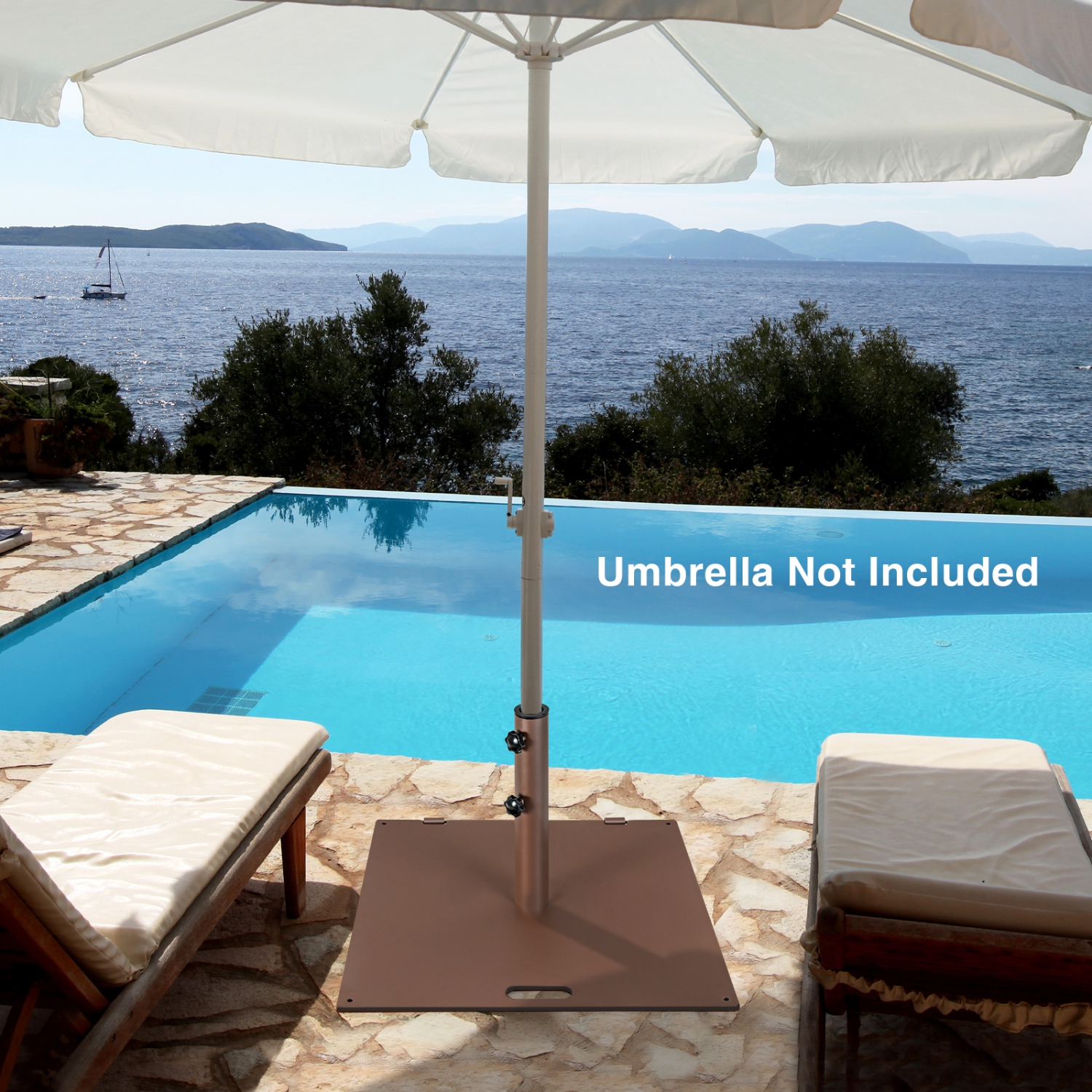 Topbuy 50 lbs Outdoor Umbrella Stand, Heavy Duty Patio Umbrella Base W/ Built-in Rolling Wheels & Handle