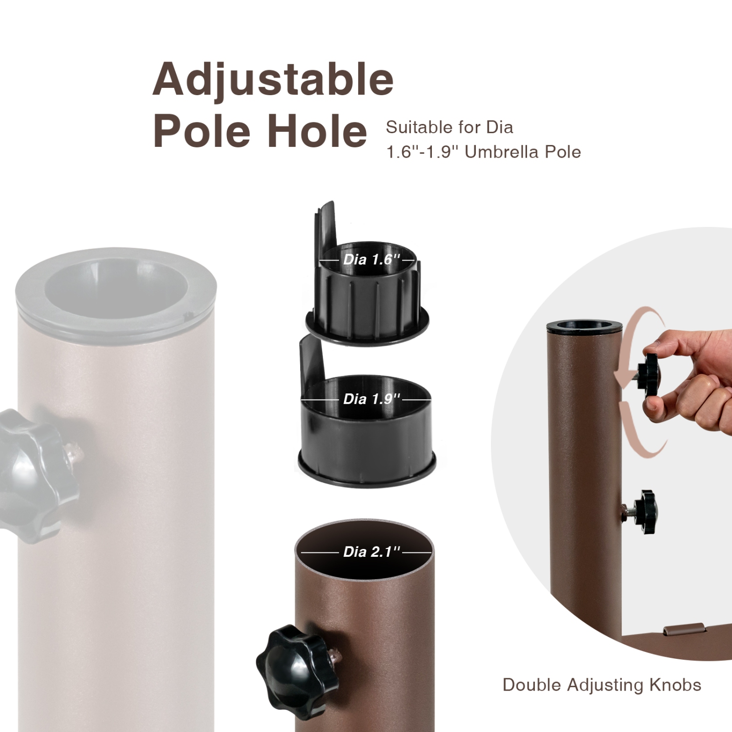 Topbuy 50 lbs Outdoor Umbrella Stand, Heavy Duty Patio Umbrella Base W/ Built-in Rolling Wheels & Handle