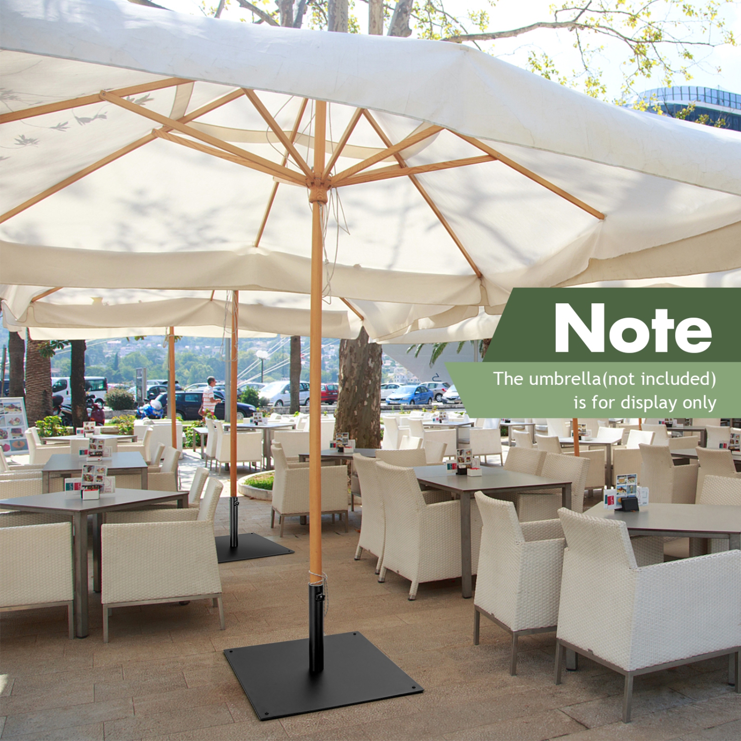 TopBuy – base pour parasol de patio DE 42 LB, support robuste pour parasol de 25 po, base carrée pour parasol avec 4 pieds antidérapants