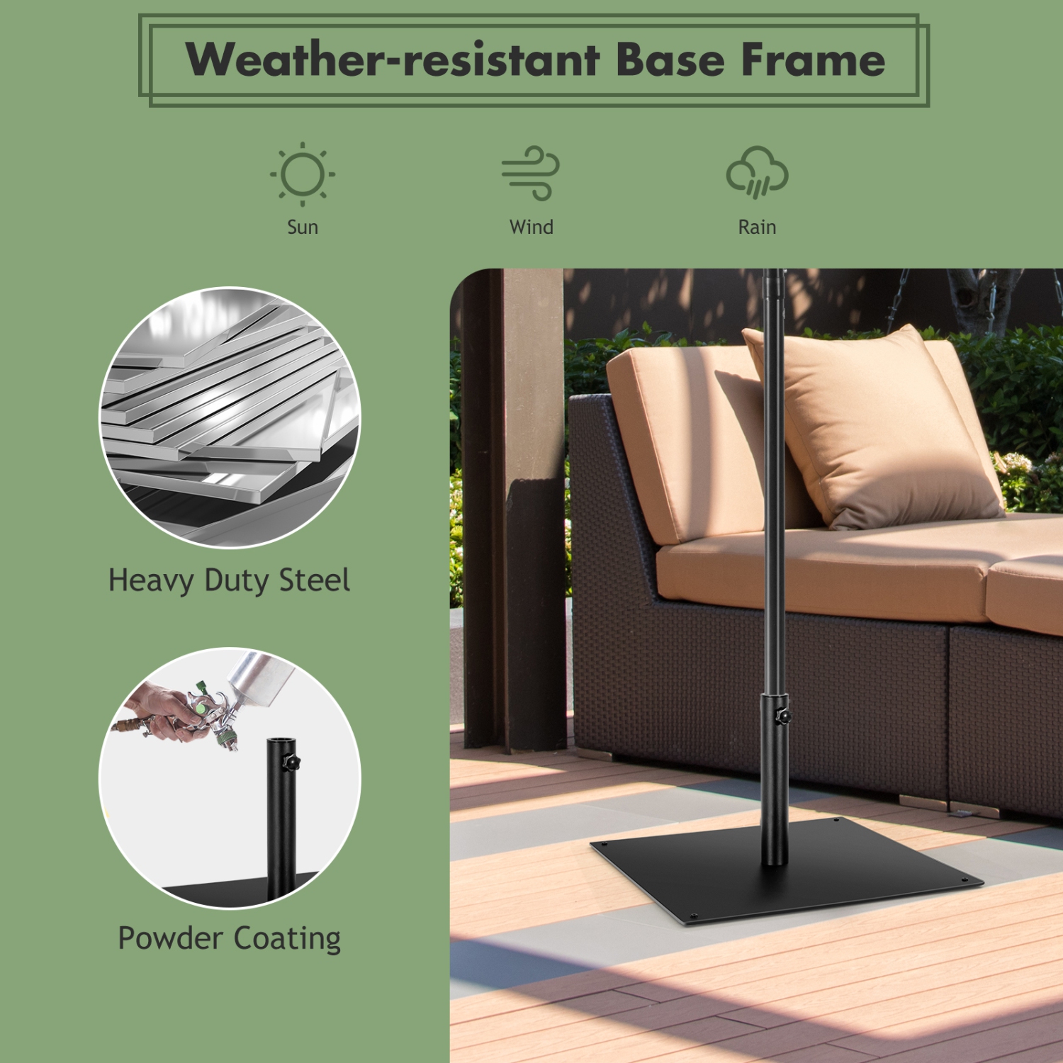 TopBuy – base pour parasol de patio DE 42 LB, support robuste pour parasol de 25 po, base carrée pour parasol avec 4 pieds antidérapants