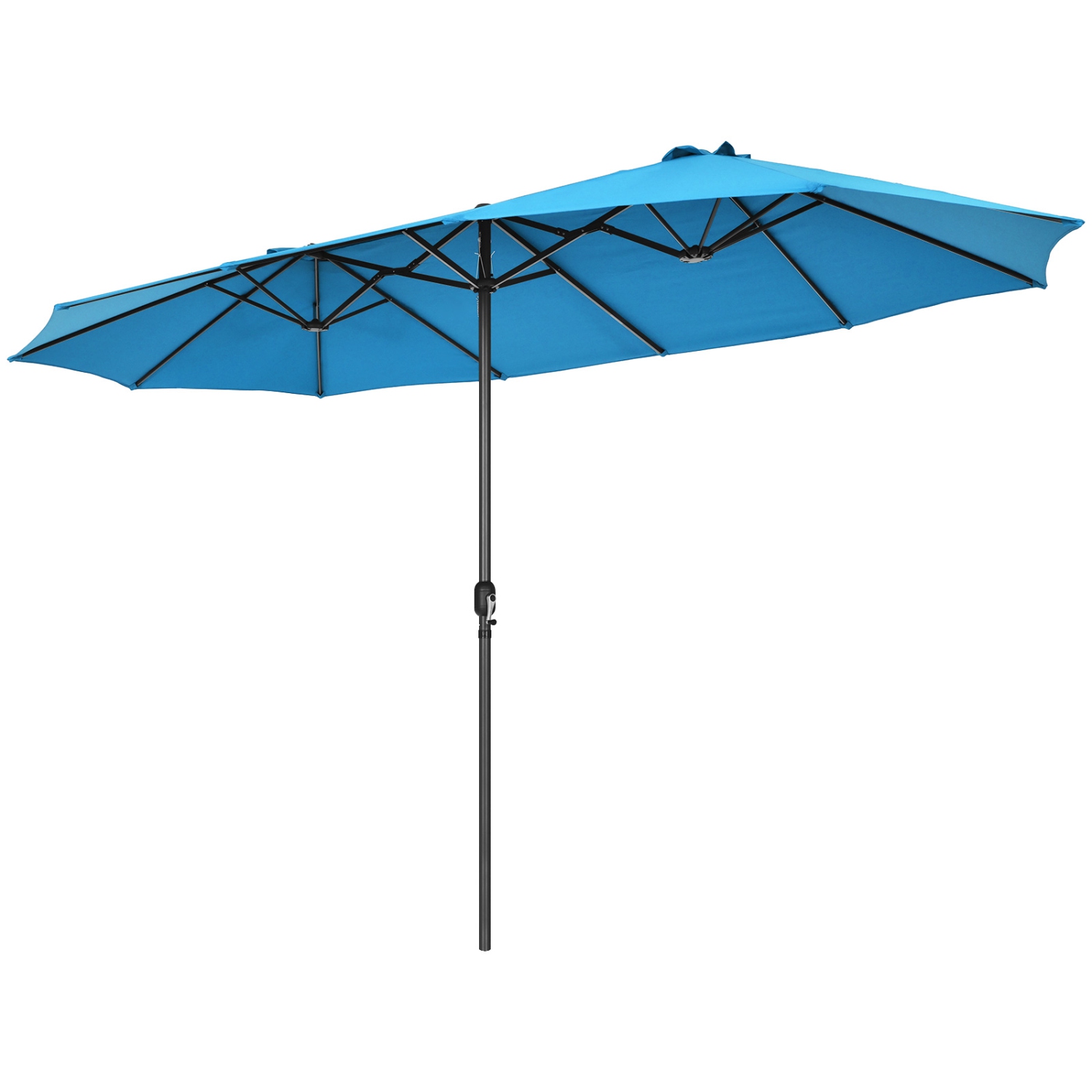 Patiojoy 15FT Double-Sided Twin Patio Umbrella with Base Extra-Large Market Umbrella for Outdoor Beige/Coffee/Wine/Blue/Navy/Orange/Turquoise