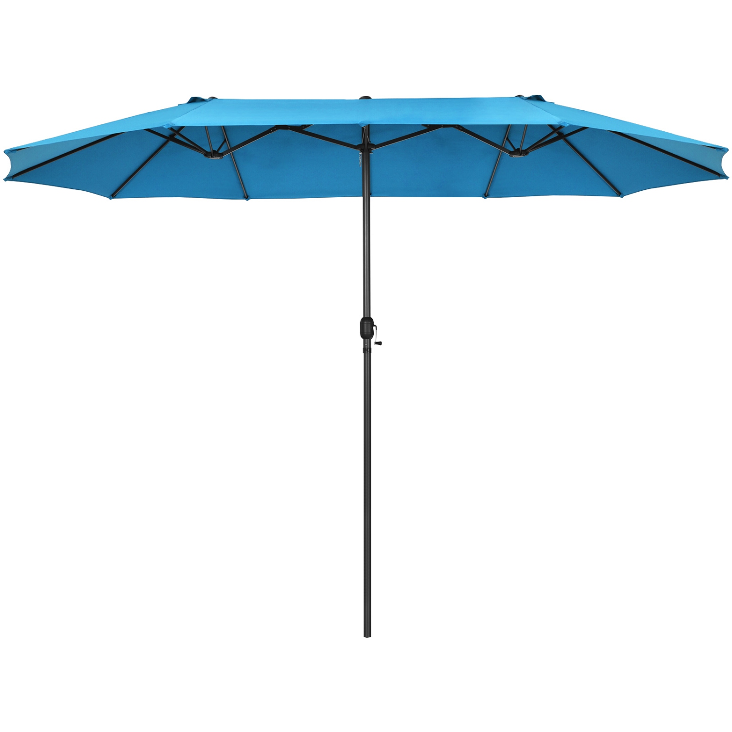 Patiojoy 15FT Double-Sided Twin Patio Umbrella with Base Extra-Large Market Umbrella for Outdoor Beige/Coffee/Wine/Blue/Navy/Orange/Turquoise