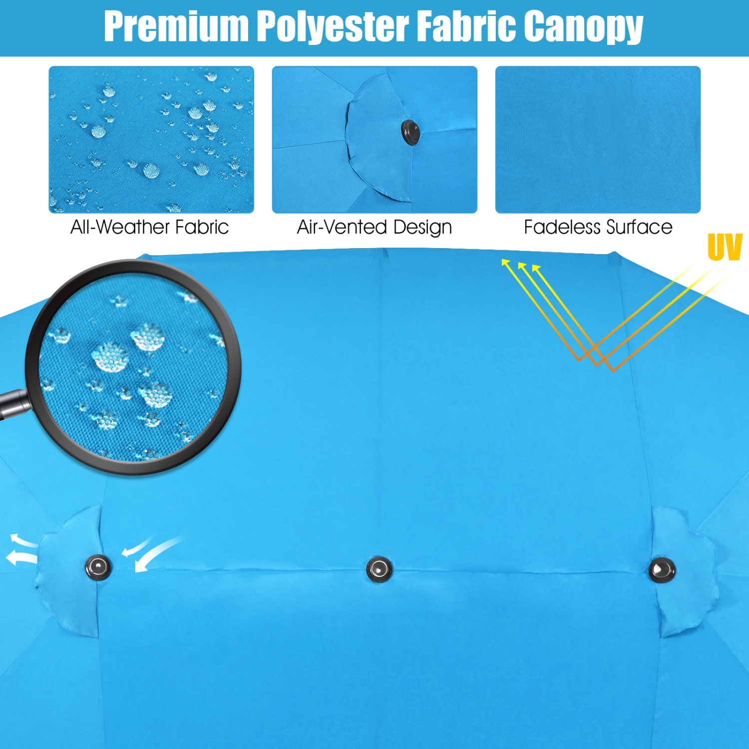 Patiojoy 15FT Double-Sided Twin Patio Umbrella with Base Extra-Large Market Umbrella for Outdoor Beige/Coffee/Wine/Blue/Navy/Orange/Turquoise