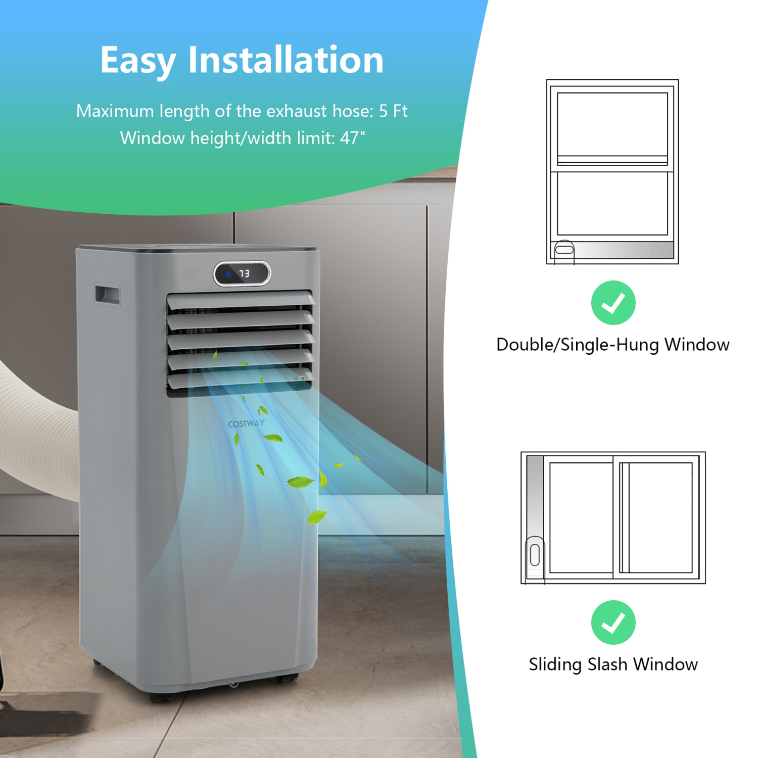 thumbnail interactive-video image 1 of Costway 10000 BTU Portable Air Conditioner 3-in-1 – Remote, Dehumidifier, Fan 1 of 3