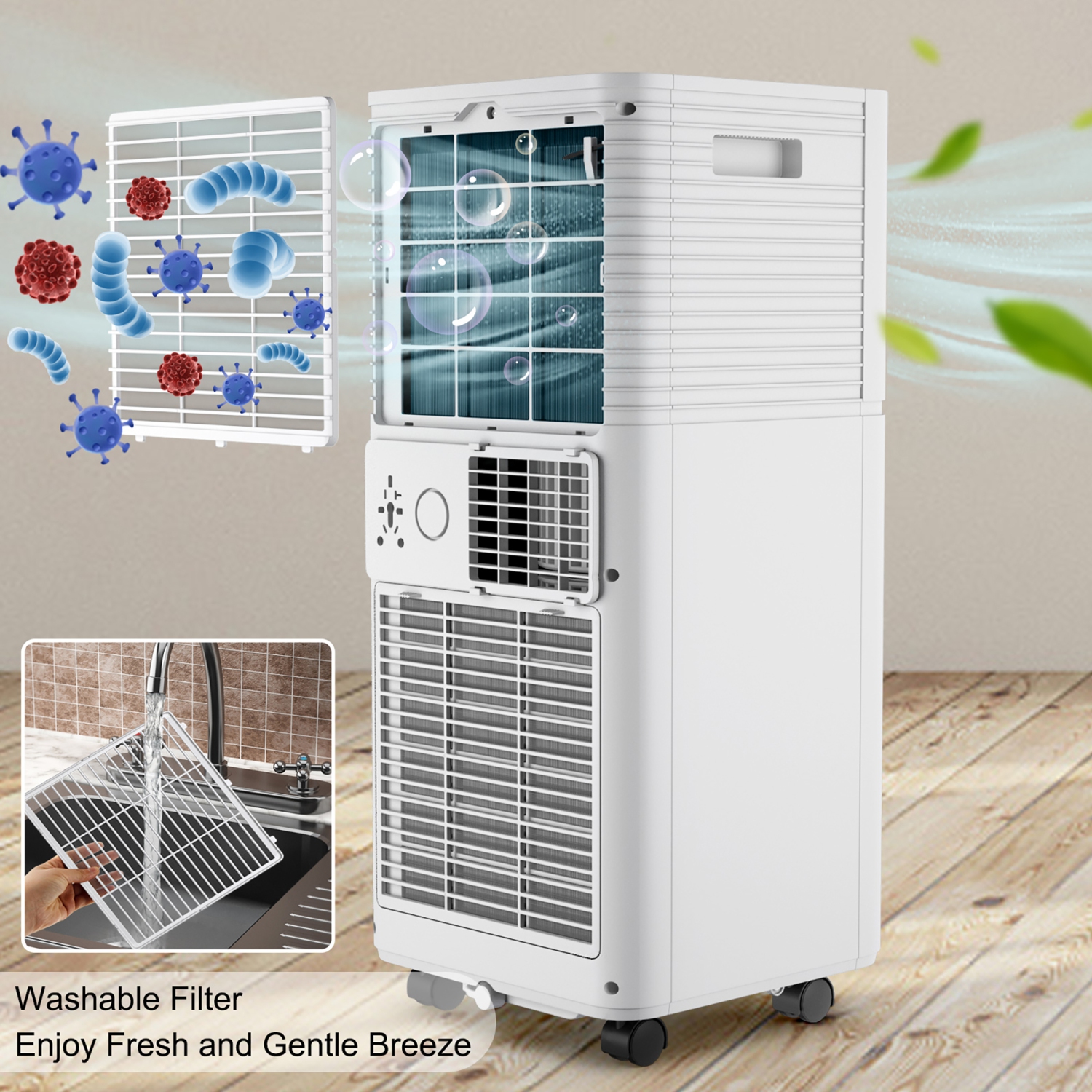 Marque Costway Climatiseur portable de 2,93 kW Rafraîchisseur d'air 3 en 1 avec déshumidificateur et mode ventilateur