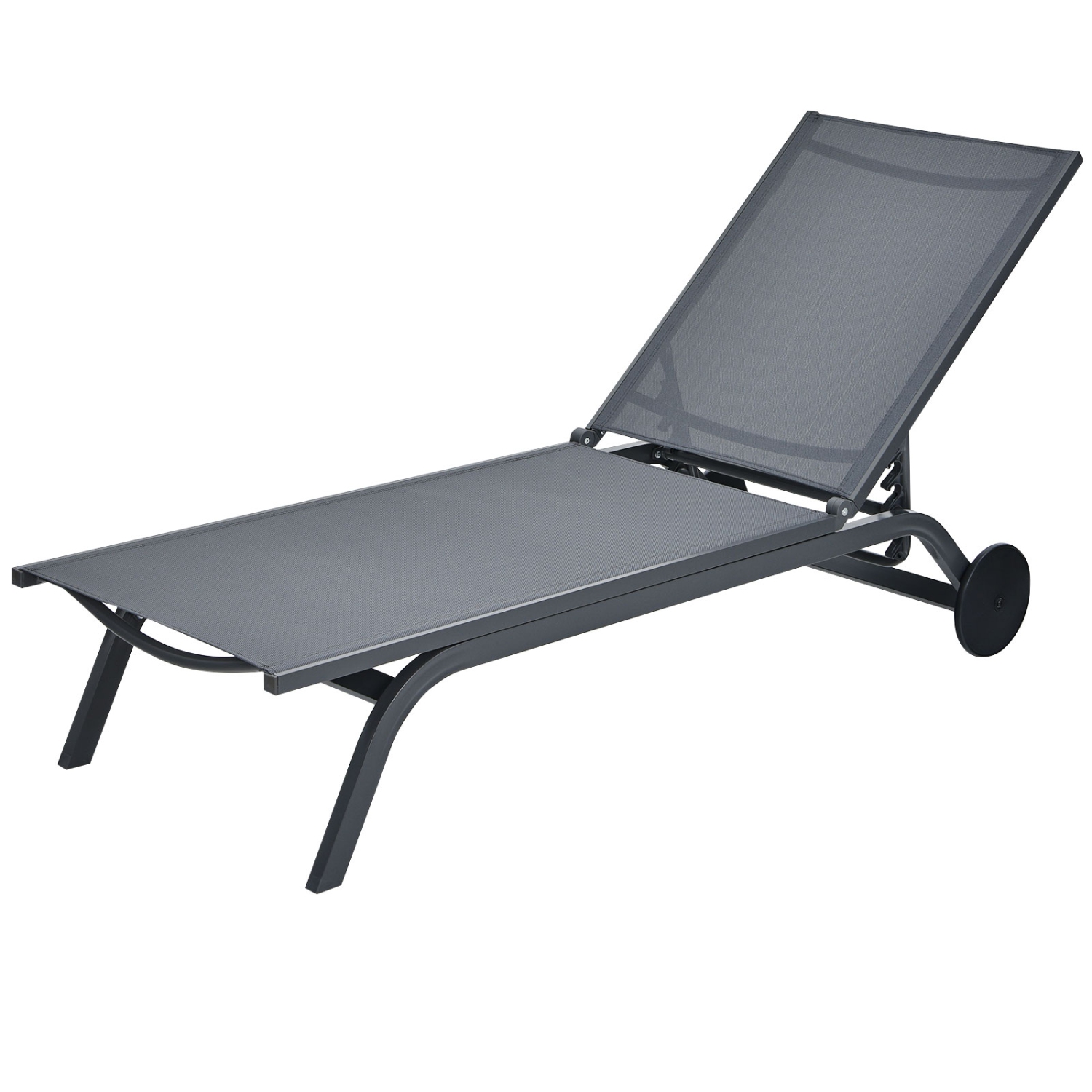 Topbuy Outdoor Aluminum Chaise Lounge Recliner Chair with Adjustable Backrest Black/Brown/Grey