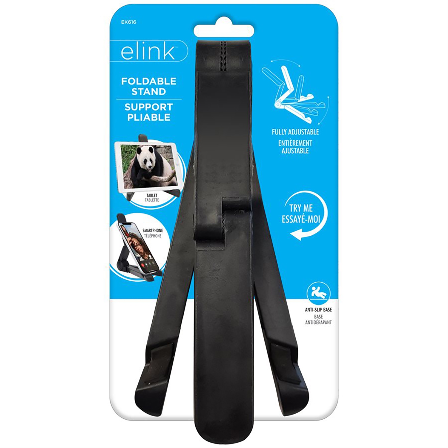 Elink - Support Universel pour Téléphone ou Tablette Entièrement Ajustable, Noir