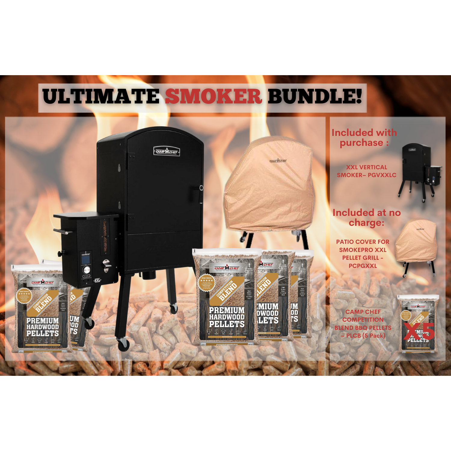 Ultimate Smoker Bundle Camp Chef PGVXXLC WIFI VERTICAL SMOKER and MORE PGVXXLC PCPGXXL PLCB X5