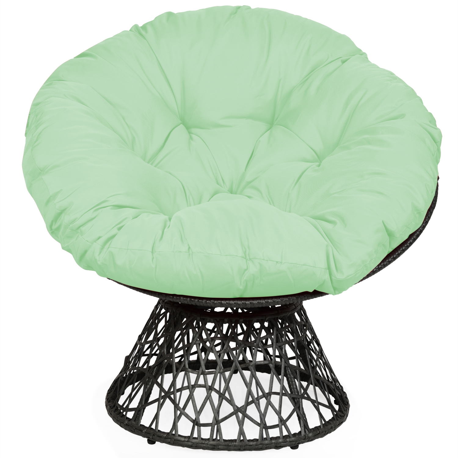 Chaise ergonomique en rotin Papasan de PatioJoy – coussin pivotant 360°, résistant aux intempéries, extérieur/intérieur, rouge/noir/vert