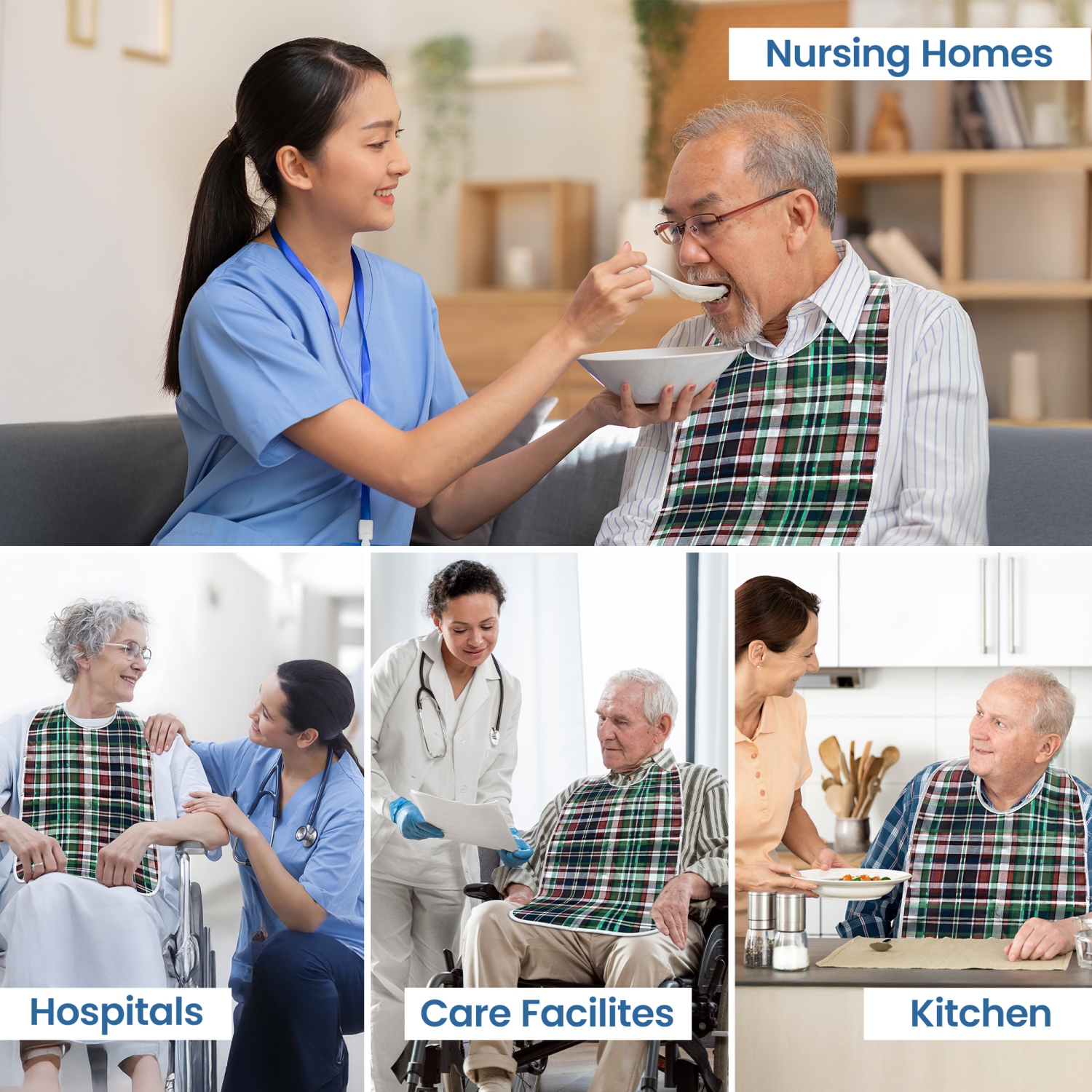 Bavette étanche et réutilisable pour adultes Bibs à fermeture à pression Bibs à dos de protection en miettes pour adultes pour enfants et femmes -