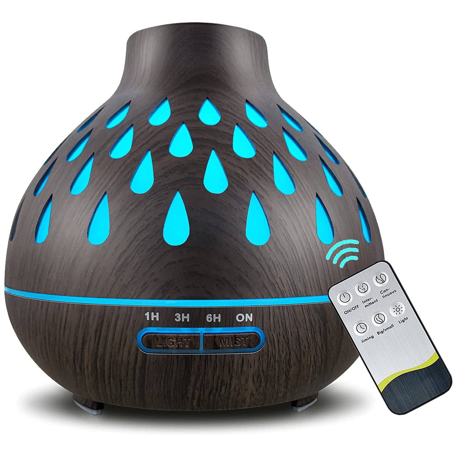 Essential Oil Diffusers 500ML, Remote Control Aromatherapy Diffusers for Essential Oils, Ultrasonic Humidifier with Waterless Auto-Off, 4 Timer and 2