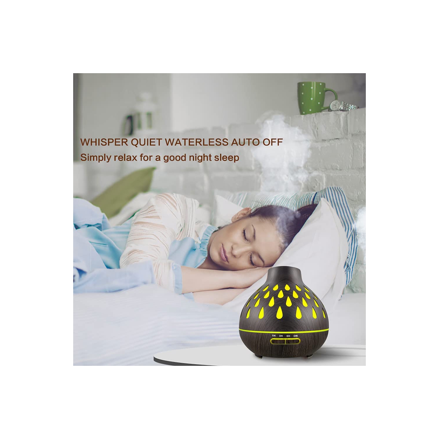 Essential Oil Diffusers 500ML, Remote Control Aromatherapy Diffusers for Essential Oils, Ultrasonic Humidifier with Waterless Auto-Off, 4 Timer and 2