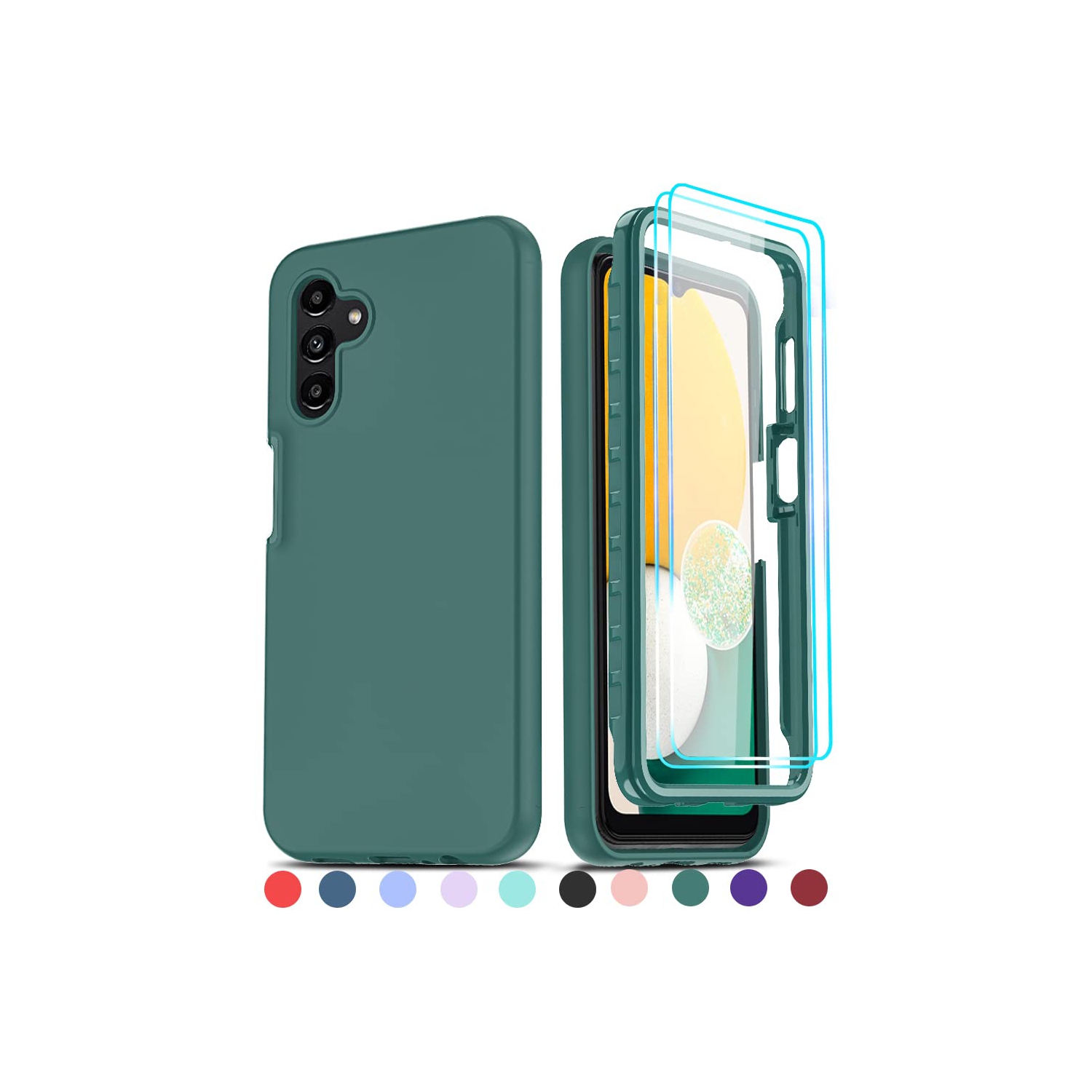 LeYi for Samsung Galaxy A13 5G Phone Case with 2 x Tempered Glass Screen Protector , Full-Body Shockproof Soft Liquid Silic