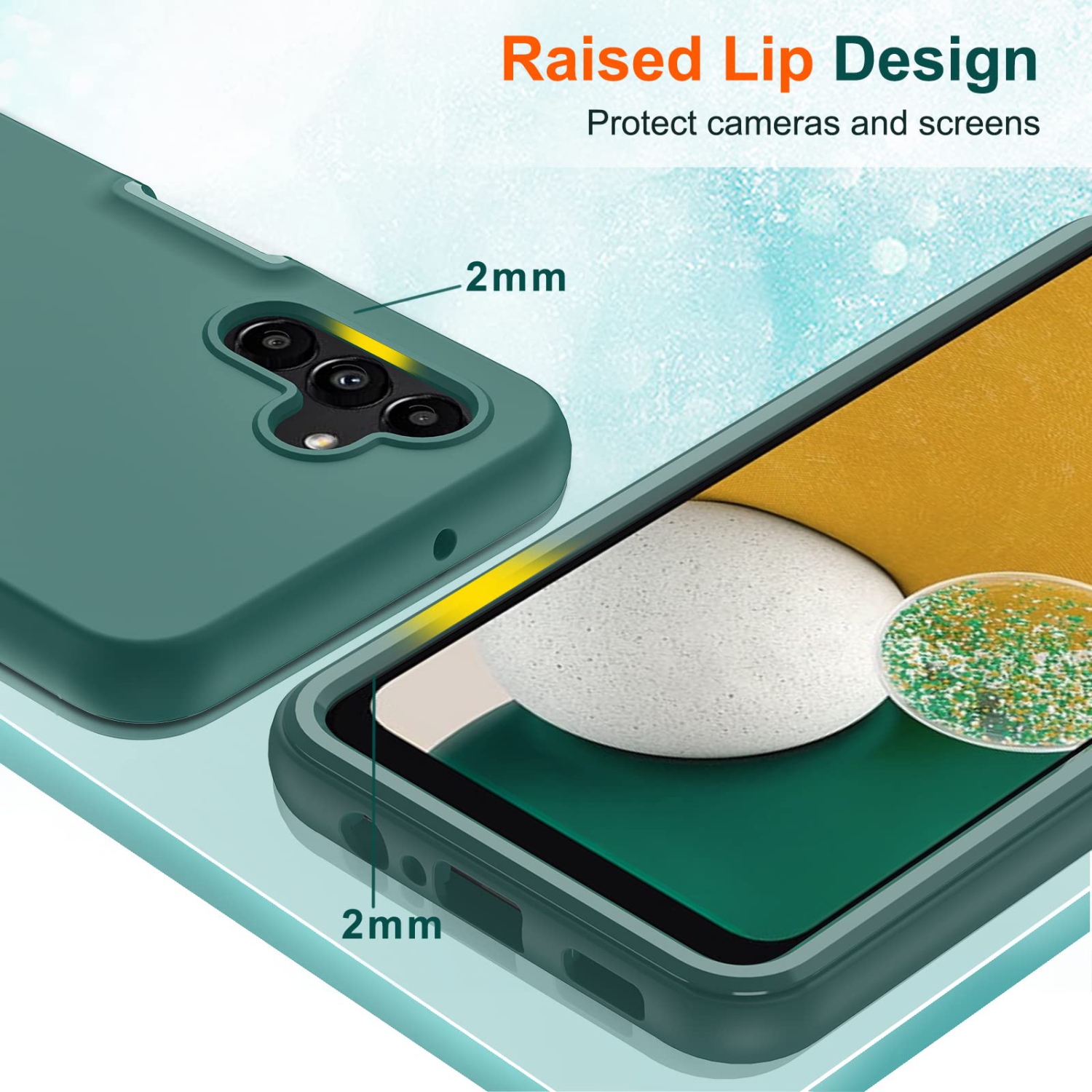 LeYi for Samsung Galaxy A13 5G Phone Case with 2 x Tempered Glass Screen Protector , Full-Body Shockproof Soft Liquid Silic