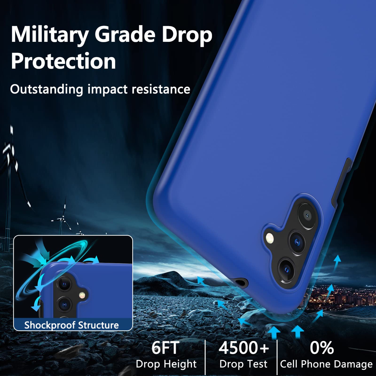 Samsung A13 Case, Samsung Galaxy A13 5G Case, Fin2feel Full Body Shockproof Bumper Case with Built-in Screen Protector Scrat