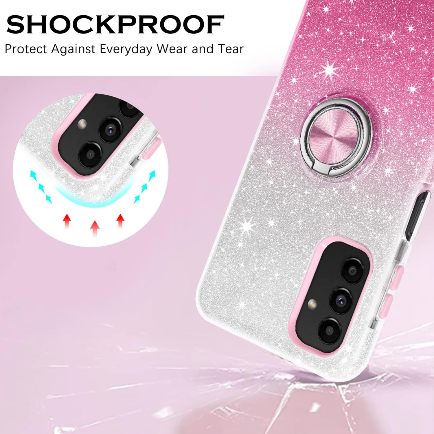 Samsung Galaxy A13 Case Slim Sparkly Glitter Samsung Galaxy A13 5G Case with Rotatable Ring Holder TPU Case Cover for Samsung Galaxy A13 5G 6.5 inch,