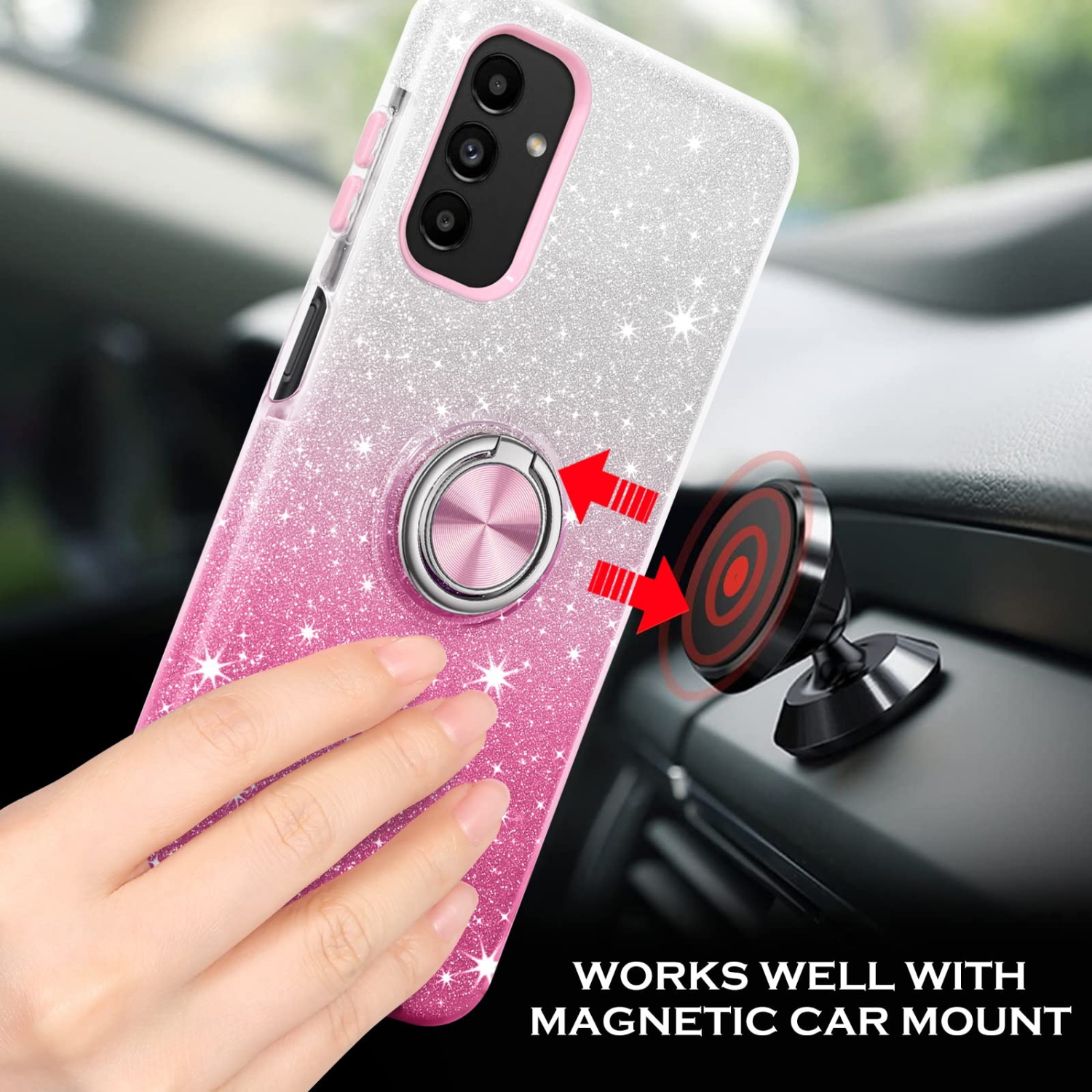 Samsung Galaxy A13 Case Slim Sparkly Glitter Samsung Galaxy A13 5G Case with Rotatable Ring Holder TPU Case Cover for Samsung Galaxy A13 5G 6.5 inch,