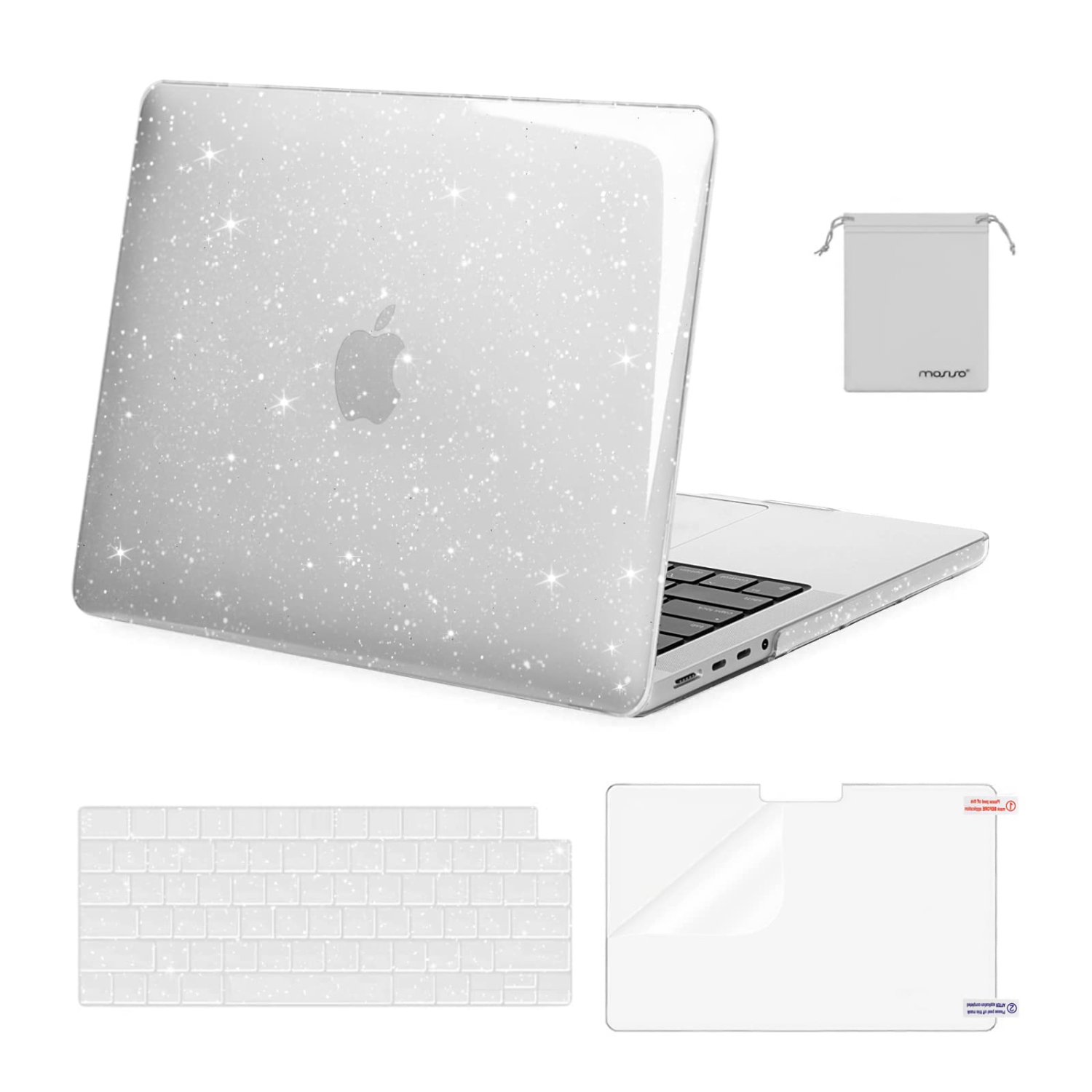 MOSISO Compatible with MacBook Pro 14 inch Case 2021 2022 Release A2442 with M1 Pro/Max Chip Touch ID, Sparkly Glitter Plast