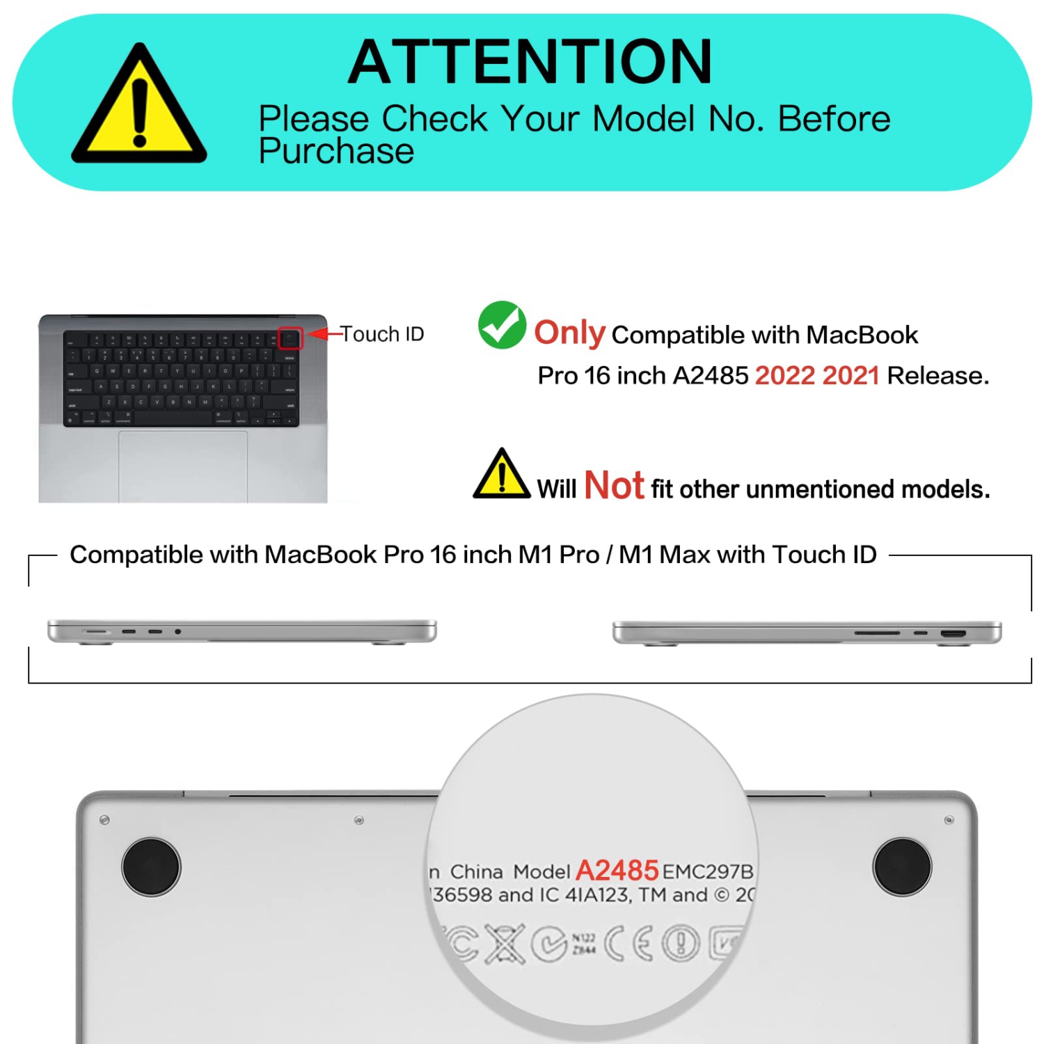MOSISO Compatible with MacBook Pro 16 inch Case 2021 2022 Release A2485 M1 Pro/Max with Liquid Retina XDR Display Touch ID,